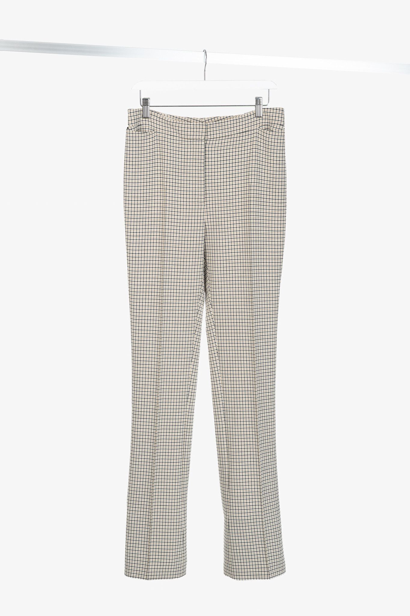 Akris Akris Punto Beige Plaid Bootcut Trousers Size 30" / US 8 / IT 44 - 1 Thumbnail
