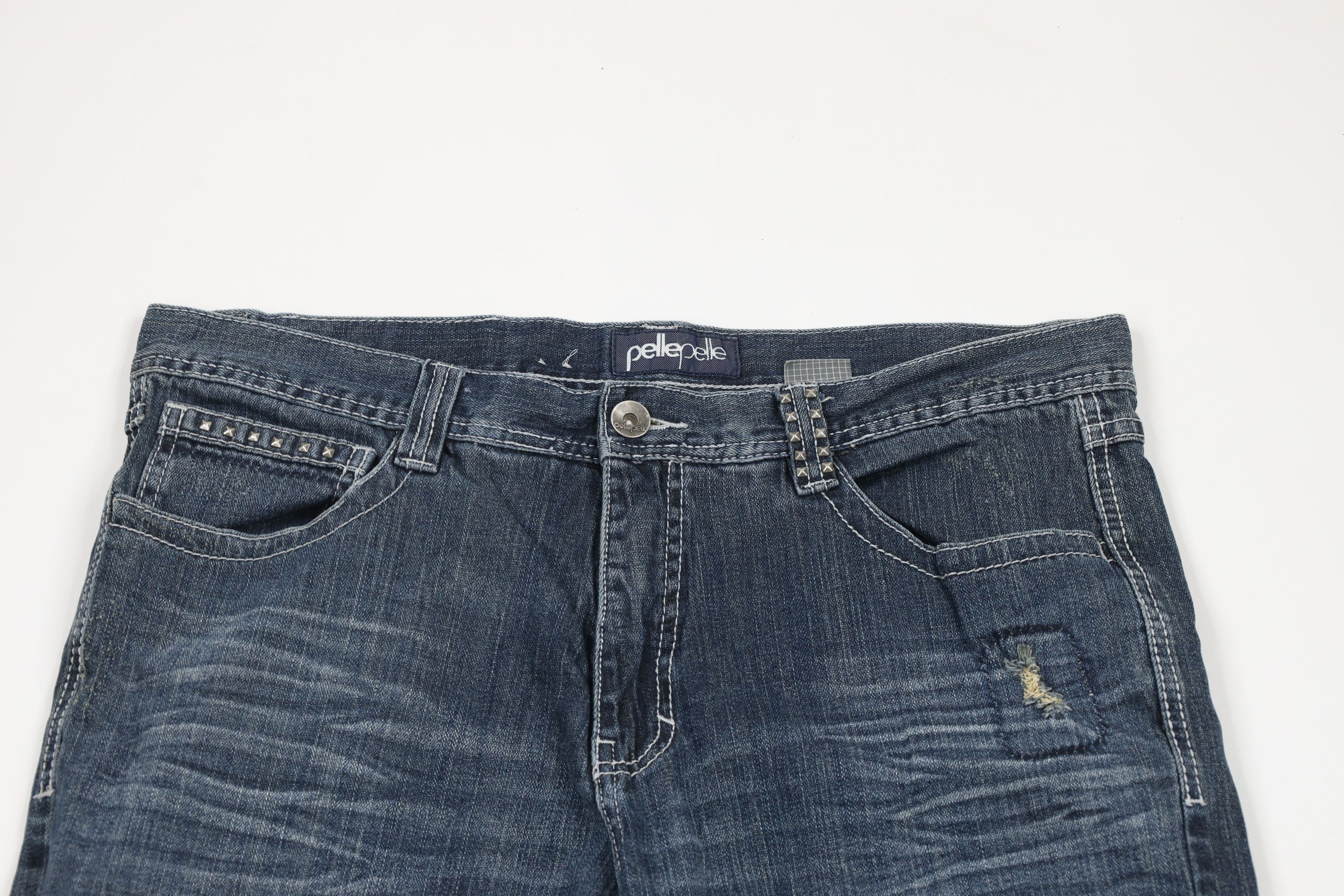Vintage Pelle Pelle Studded Wide Leg Baggy Denim Jeans