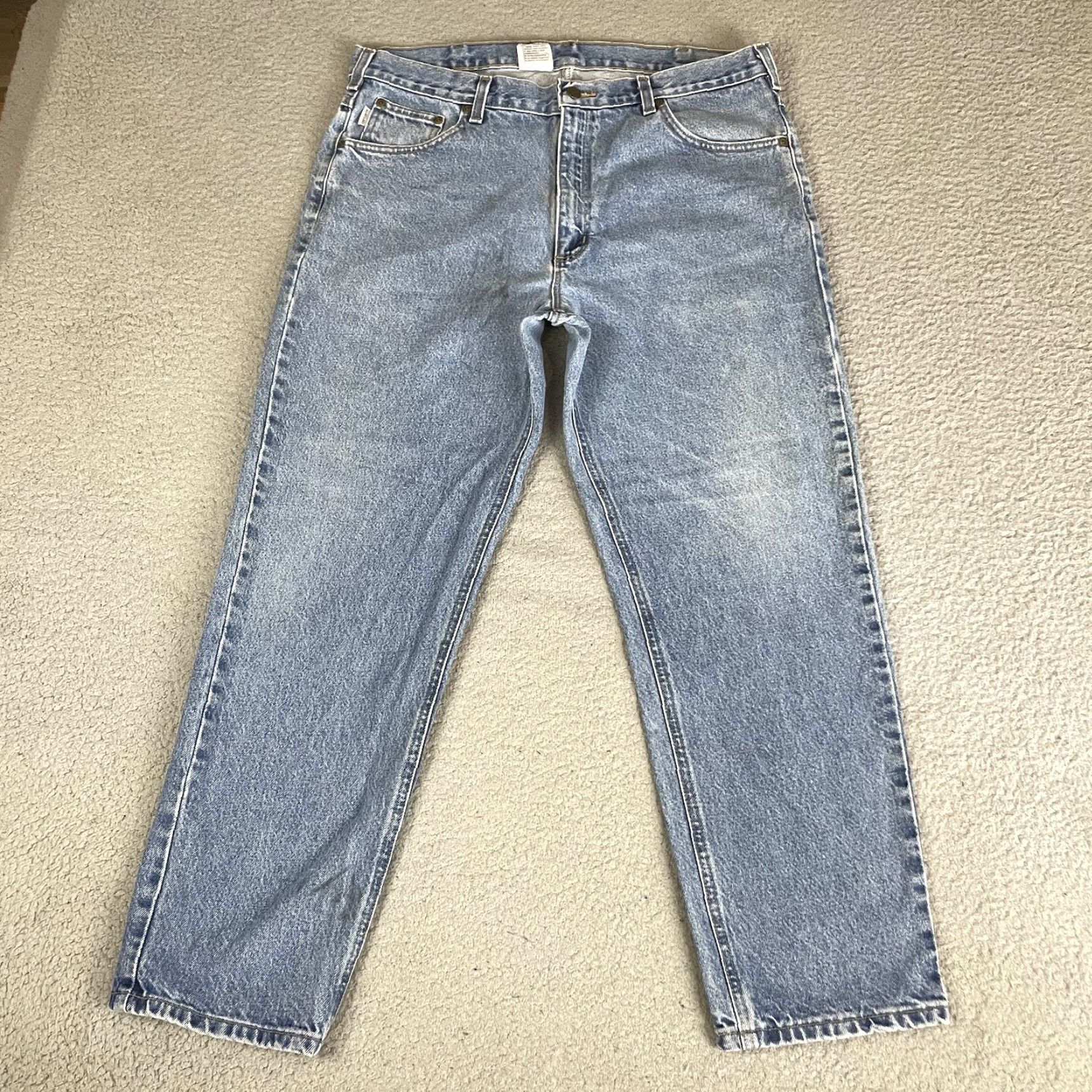 Carhartt Carhartt Jeans Mens 38x30 Blue Denim Relaxed Fit Workwear Chore Barn Light Wash Denim Jeans Size US 38 / EU 54 - 5 Thumbnail