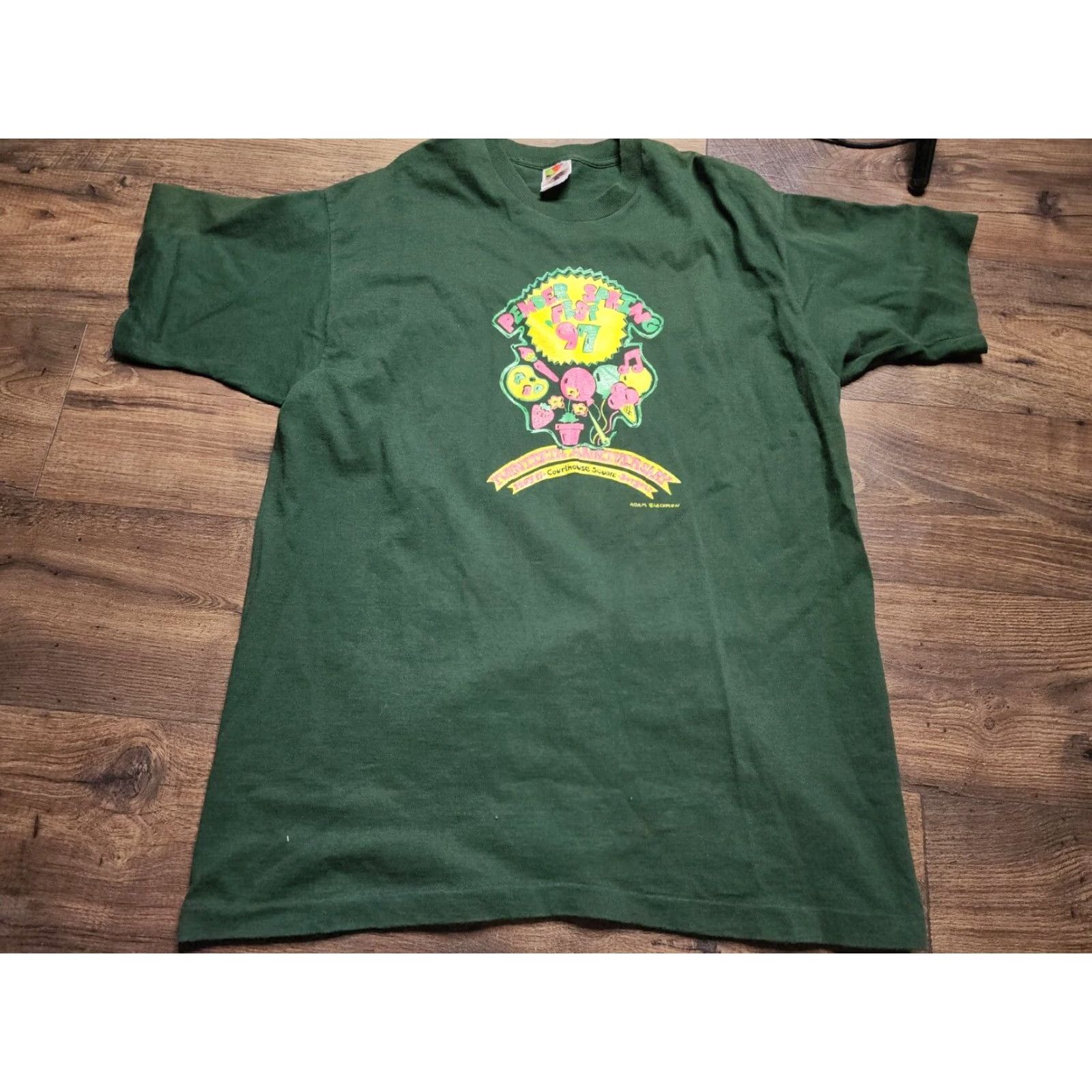 Vintage VINTAGE 90s Unbranded Mens XL Green Short Sleeve Graphic T Shirt Size US XL / EU 56 / 4 - 2 Thumbnail