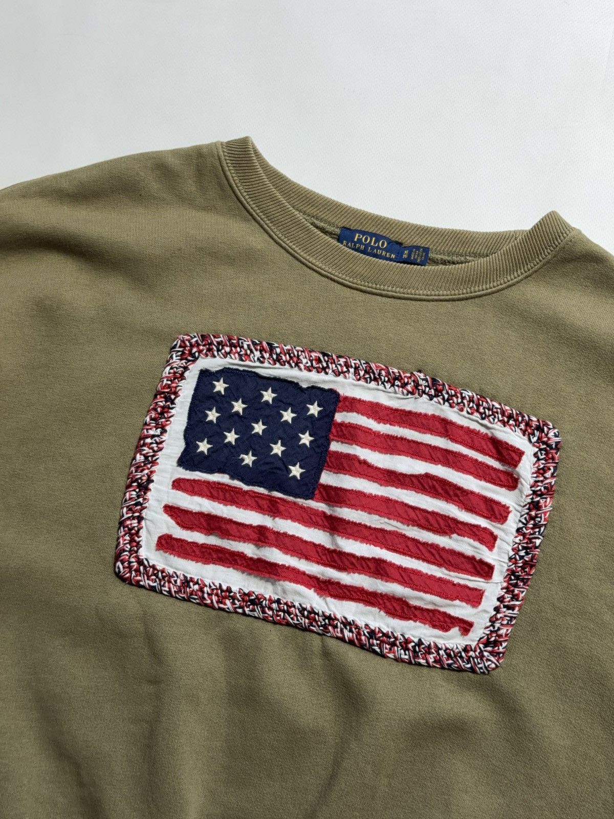 Polo Ralph Lauren Polo Ralph Lauren USA Flag Embroidered khaki sweatshirt Size US XL / EU 56 / 4 - 2 Thumbnail
