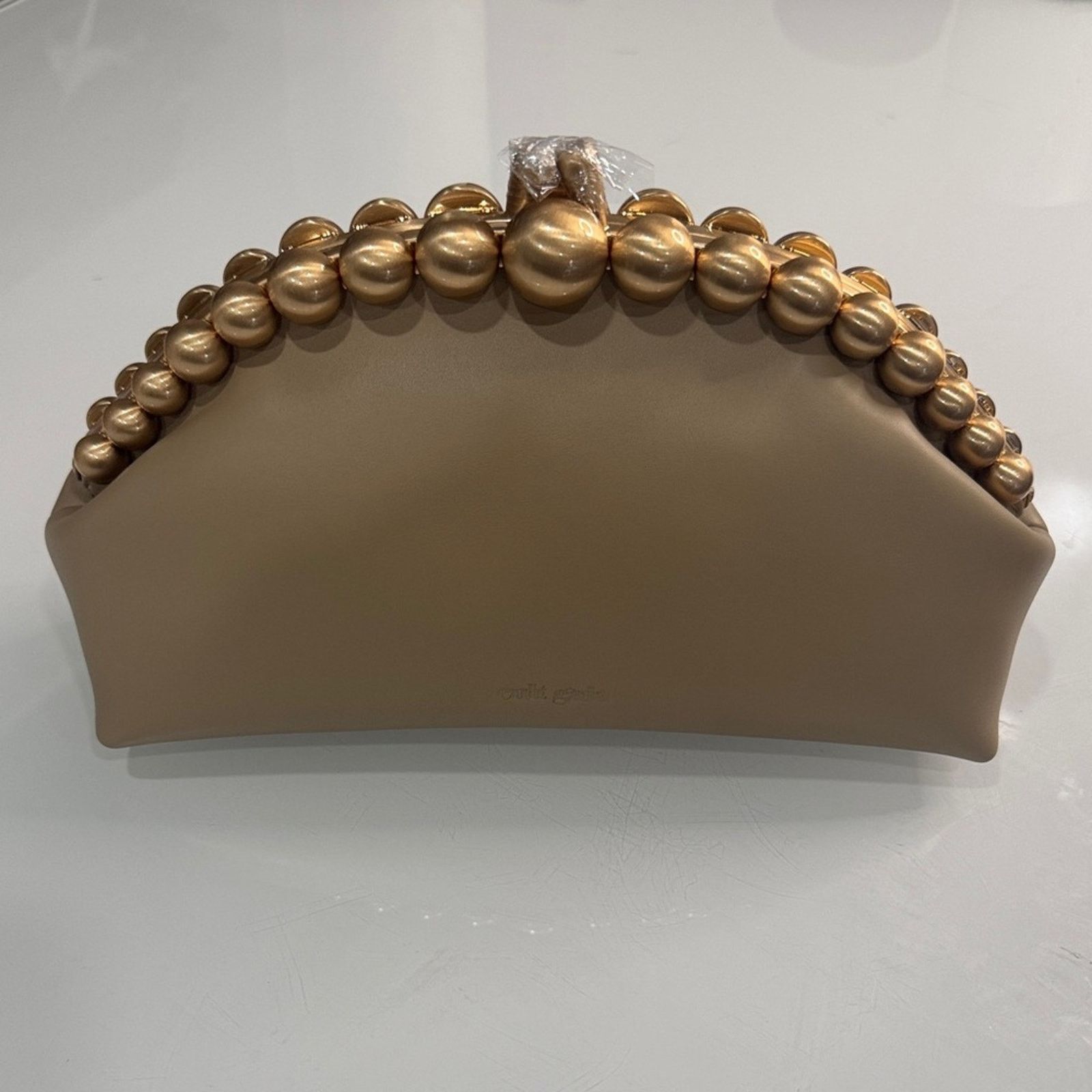 Cult Gaia Cult Gaia Tan Una clutch w/ Gold beaded handle - BRAND NEW Size ONE SIZE - 1 Thumbnail