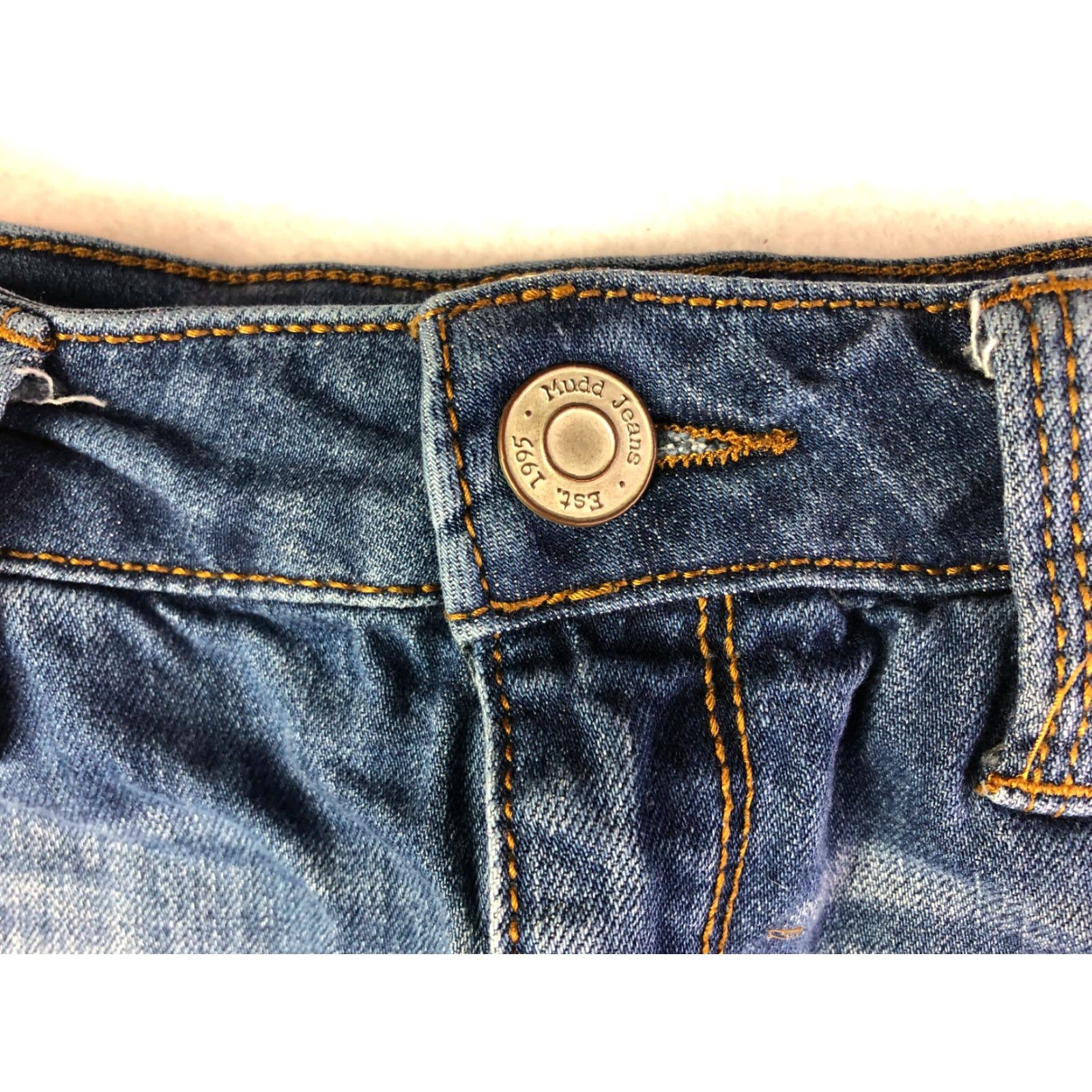Vintage Mudd Blue Jean Skirt Juniors Size 5 25" Waist Measured, Denim Cotton, Regular Fit, Zip Closure, Short Mini Skirt, Vintage No, Blue Size 27" / US 4 / IT 40 - 3 Thumbnail