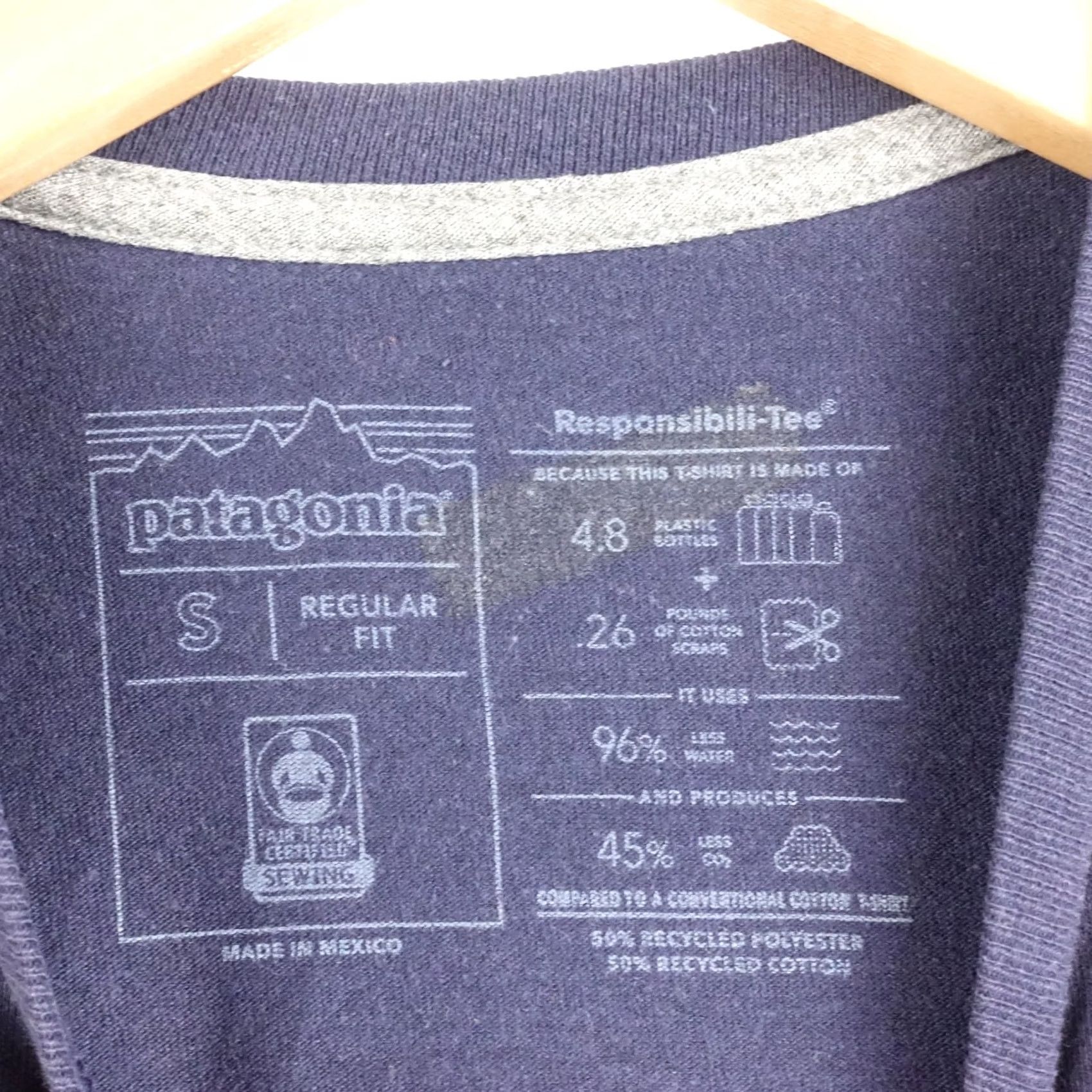 Patagonia Patagonia T-Shirt Mens Responsibili-Tee Size S Navy Logo Short Sleeve Crew Neck Mountain Breathable Size US 29 - 4 Thumbnail