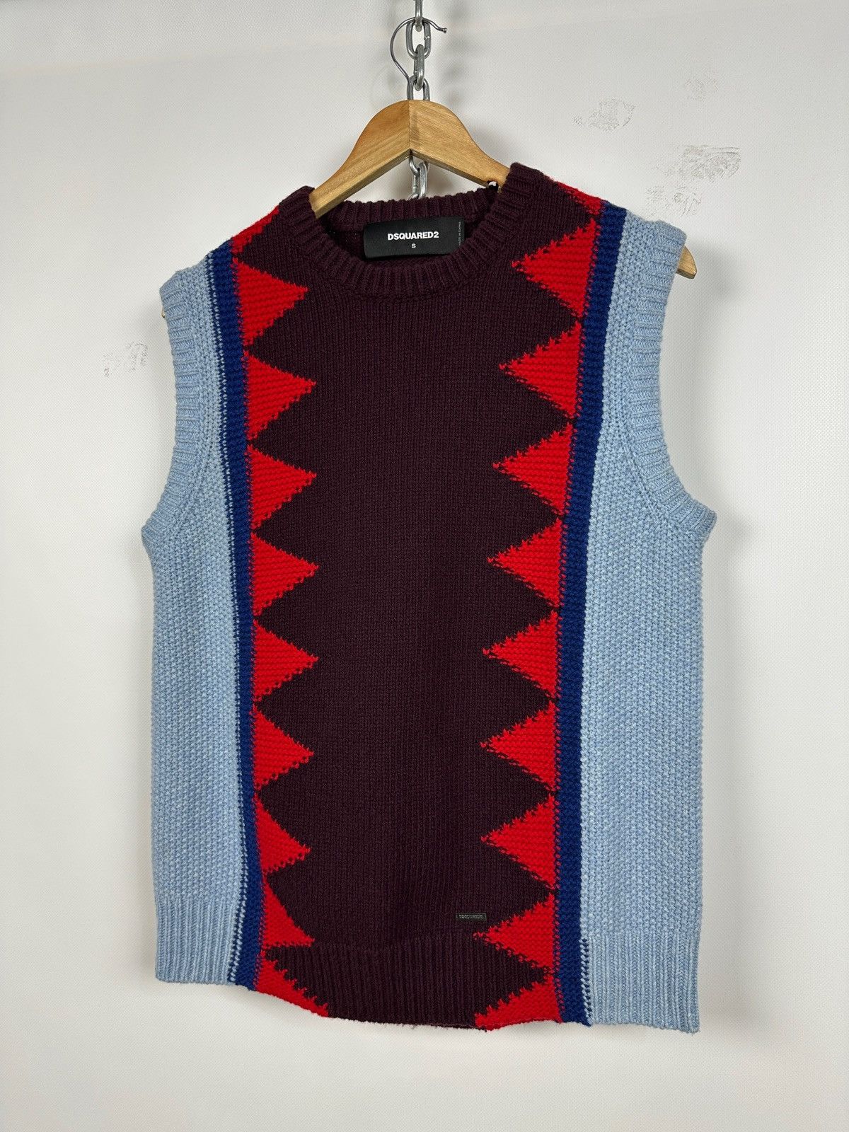 Dsquared2 Dsquared2 Geometric Wool Knit Sweater Sleeveless Vest Size US S / EU 44-46 / 1 - 3 Thumbnail