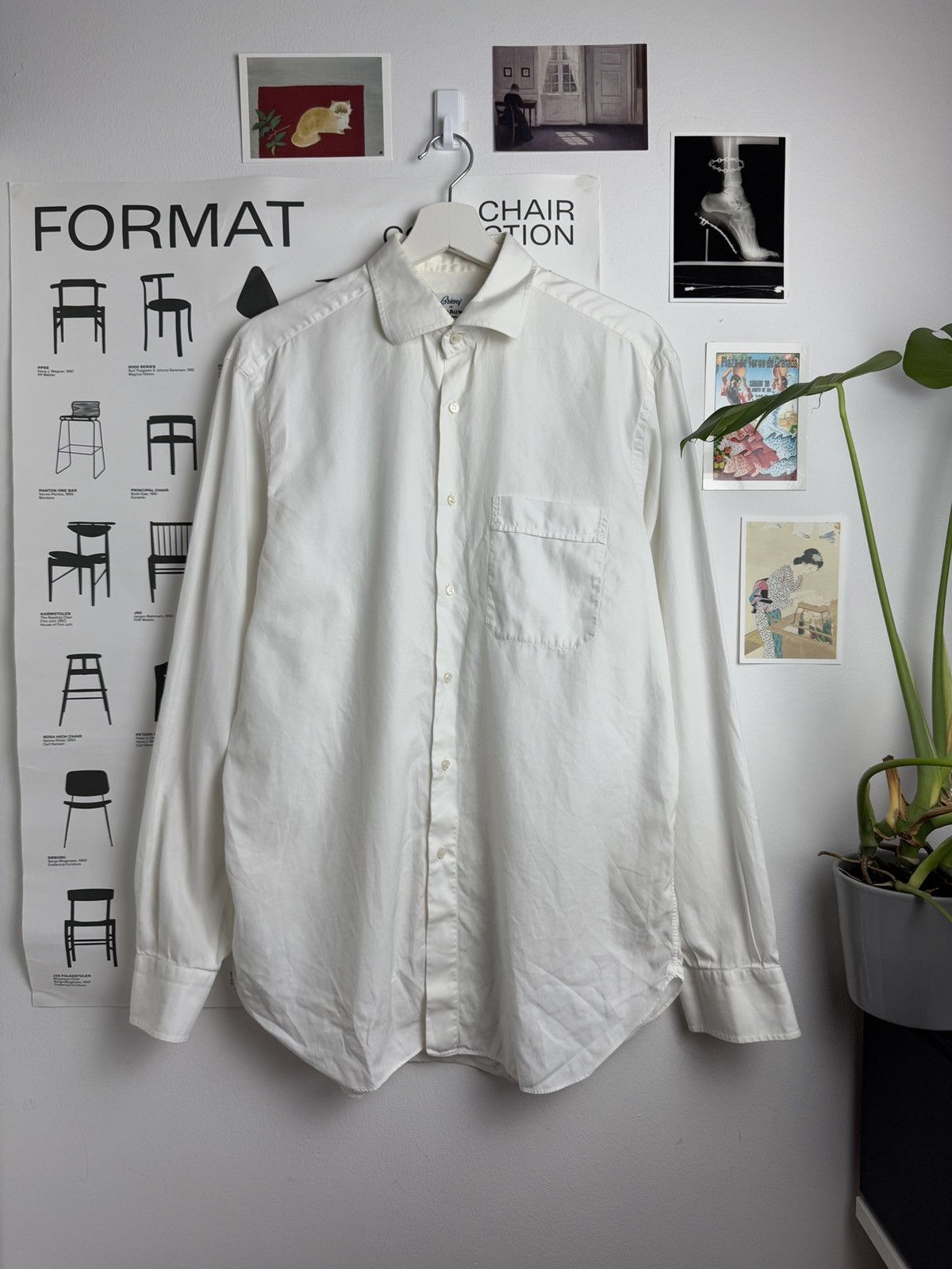 Brioni basic white longsleeve shirt XL designer luxury classy