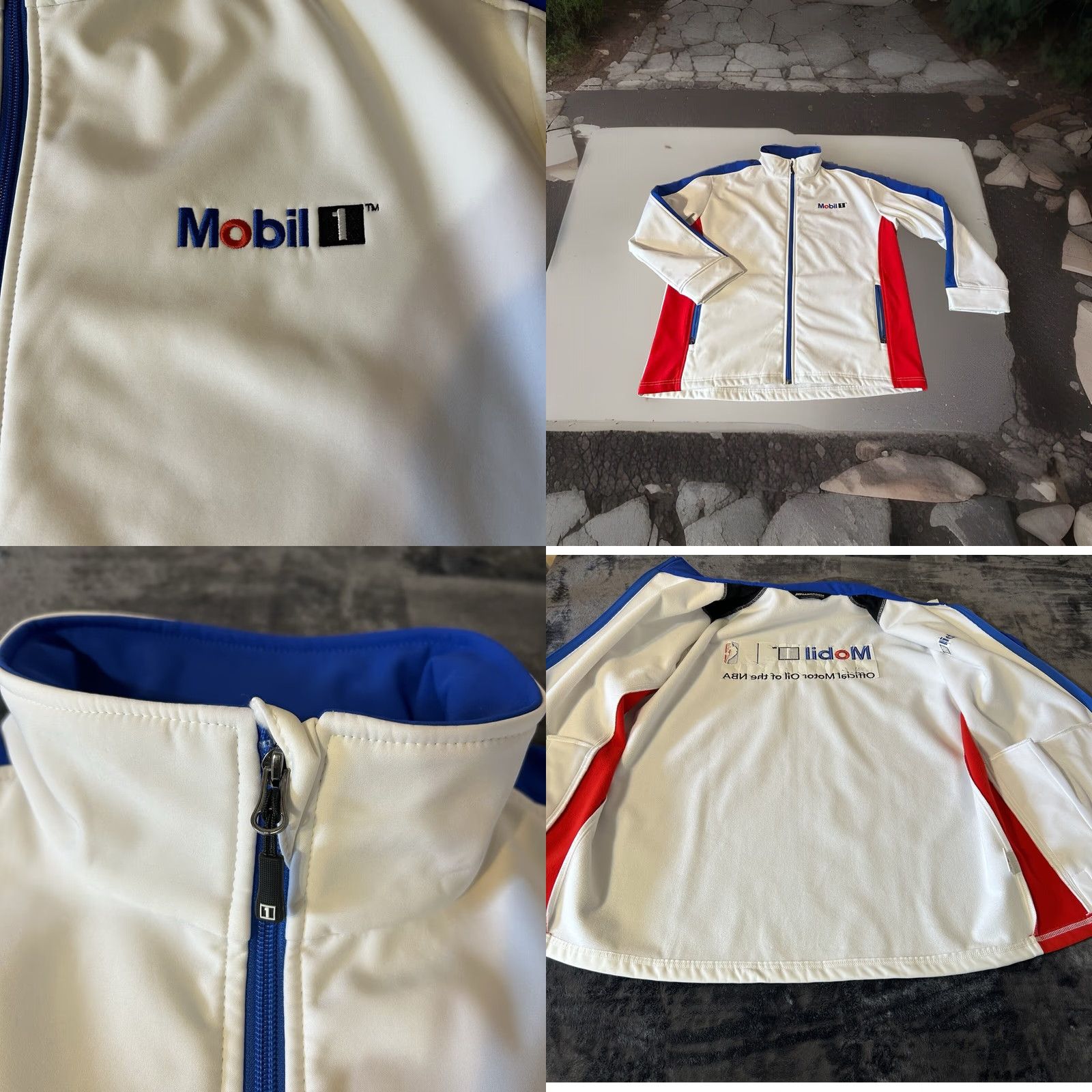 NBA VINTAGE Mobile 1 Racing Coat Jacket Men XL Full Zip Red White Blue NBA Logo Embroidered Size US XL / EU 56 / 4 - 8 Thumbnail