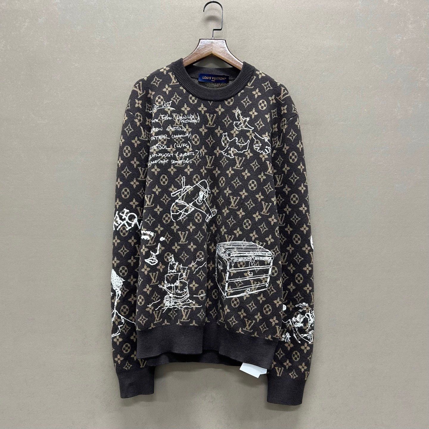 Louis Vuitton LV 24ss Brown Embroidered Graffiti Monogram Boxy Knit S Size US S / EU 44-46 / 1 - 1 Thumbnail