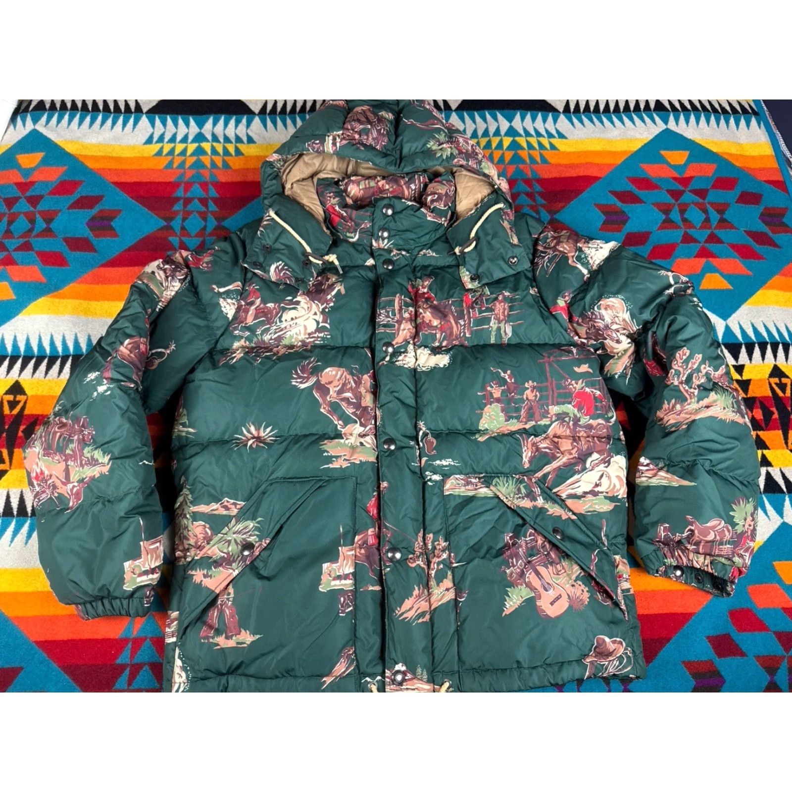 Polo Ralph Lauren VINTAGE Polo Ralph Lauren Western Puffer Jacket Men L Rodeo Green Down Coat Nylon Shell Size US L / EU 52-54 / 3 - 2 Thumbnail