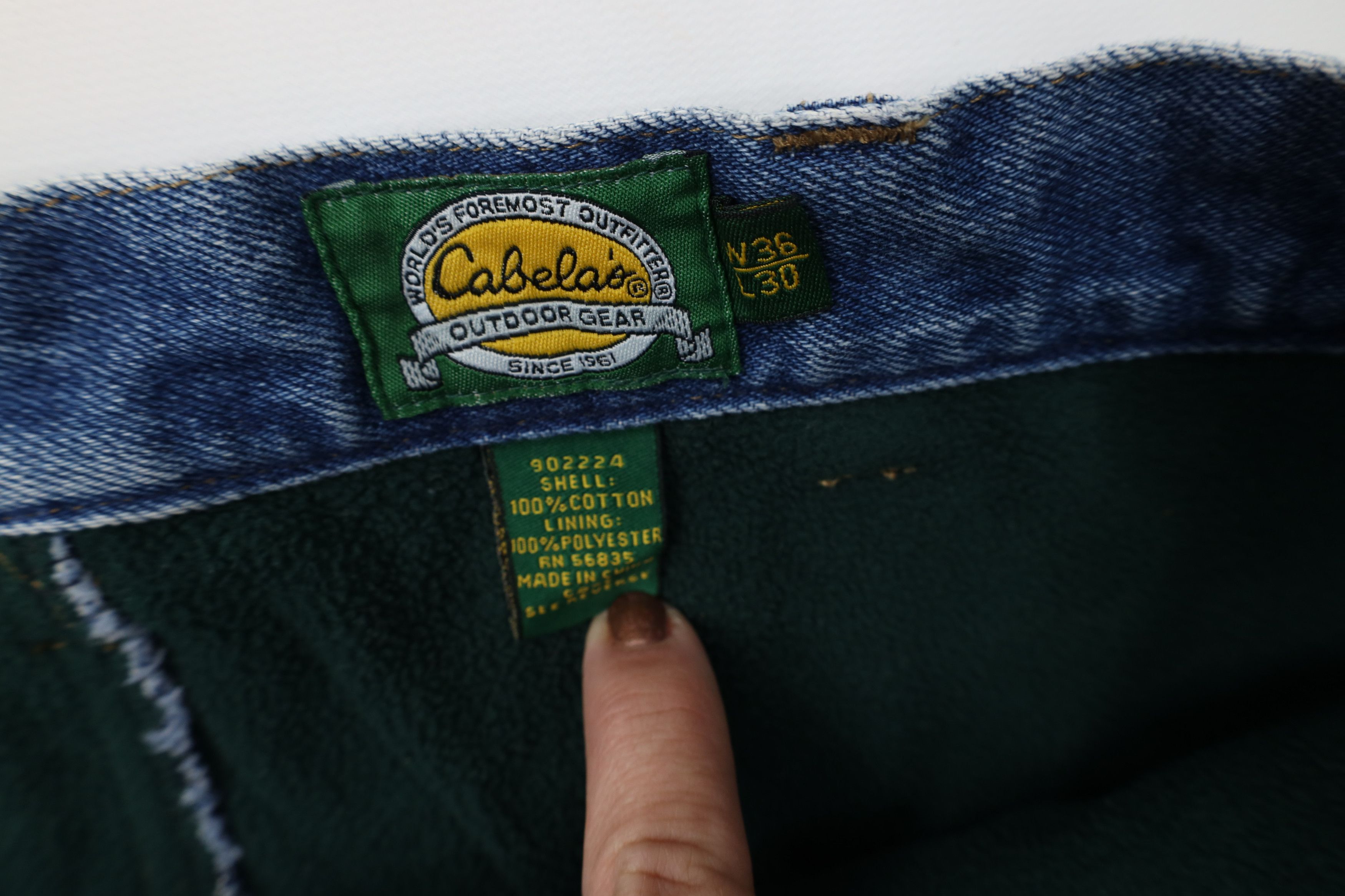 Cabelas Vintage Cabelas Fleece Lined Heavyweight Denim Jeans Blue Size US 36 / EU 52 - 11 Thumbnail