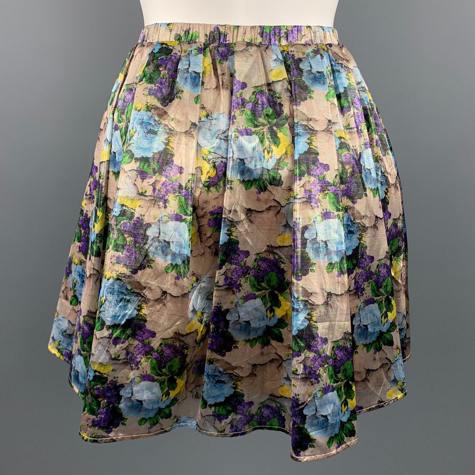 MSGM Floral Polyamide Elastic Waistband A-Line Skirt Size 28" / US 6 / IT 42 - 3 Thumbnail