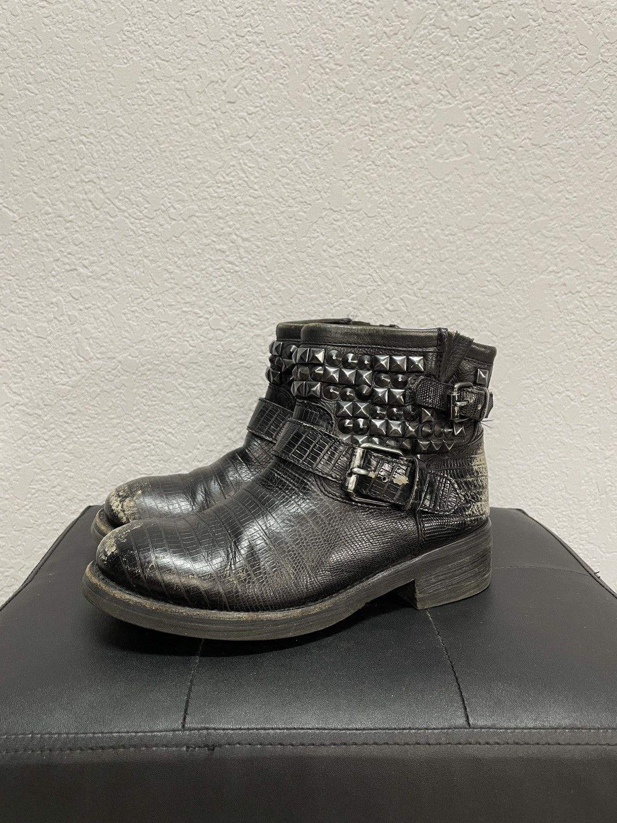 If Six Was Nine Vintage Italian AS 98 Rick Owens Style Leather Biker Boots Size US 7 / IT 37 - 3 Thumbnail