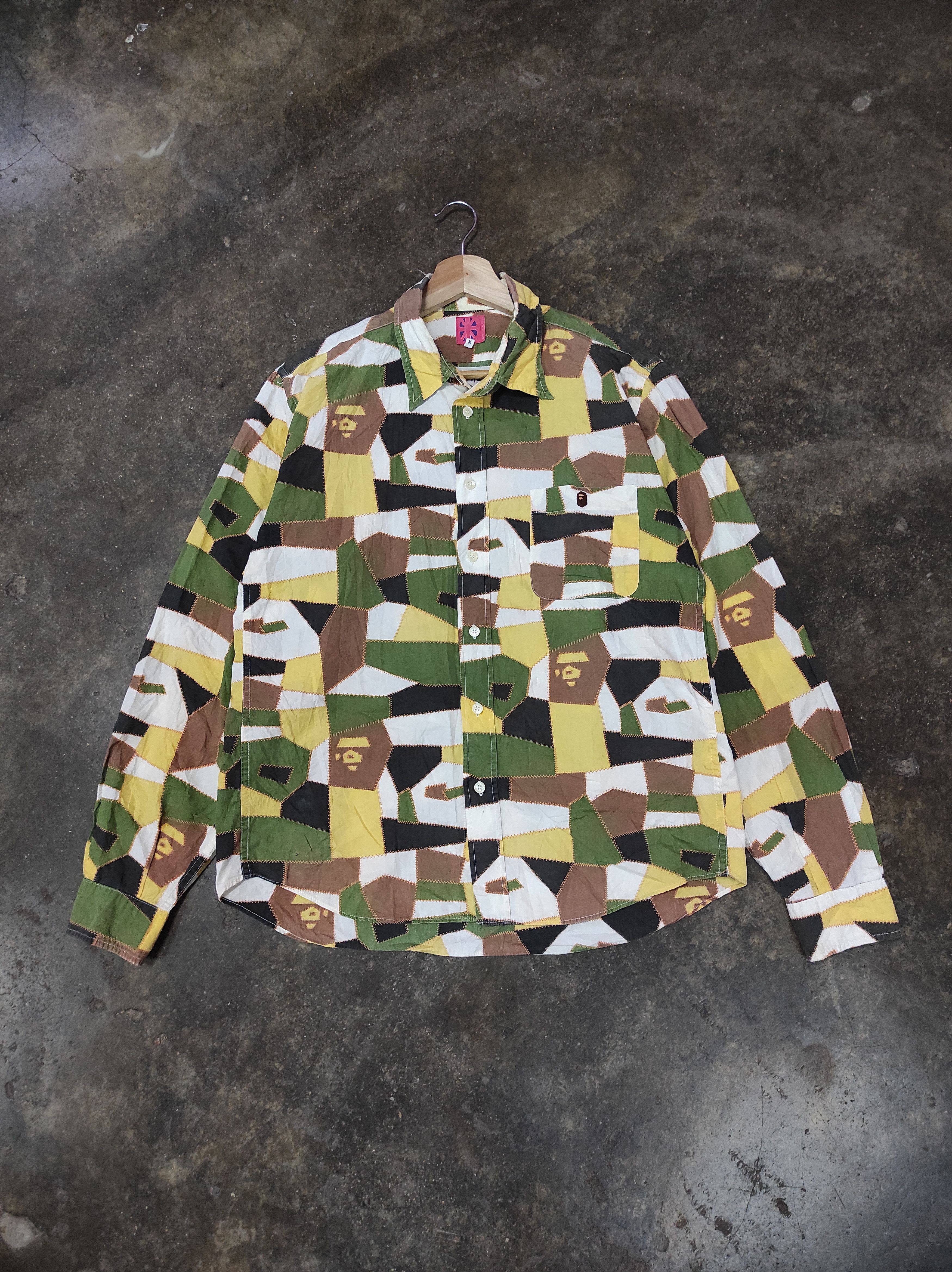 Bape A Bathing Ape BAPE Geometric Patchwork Shirt Button Up Size US M / EU 48-50 / 2 - 1 Thumbnail