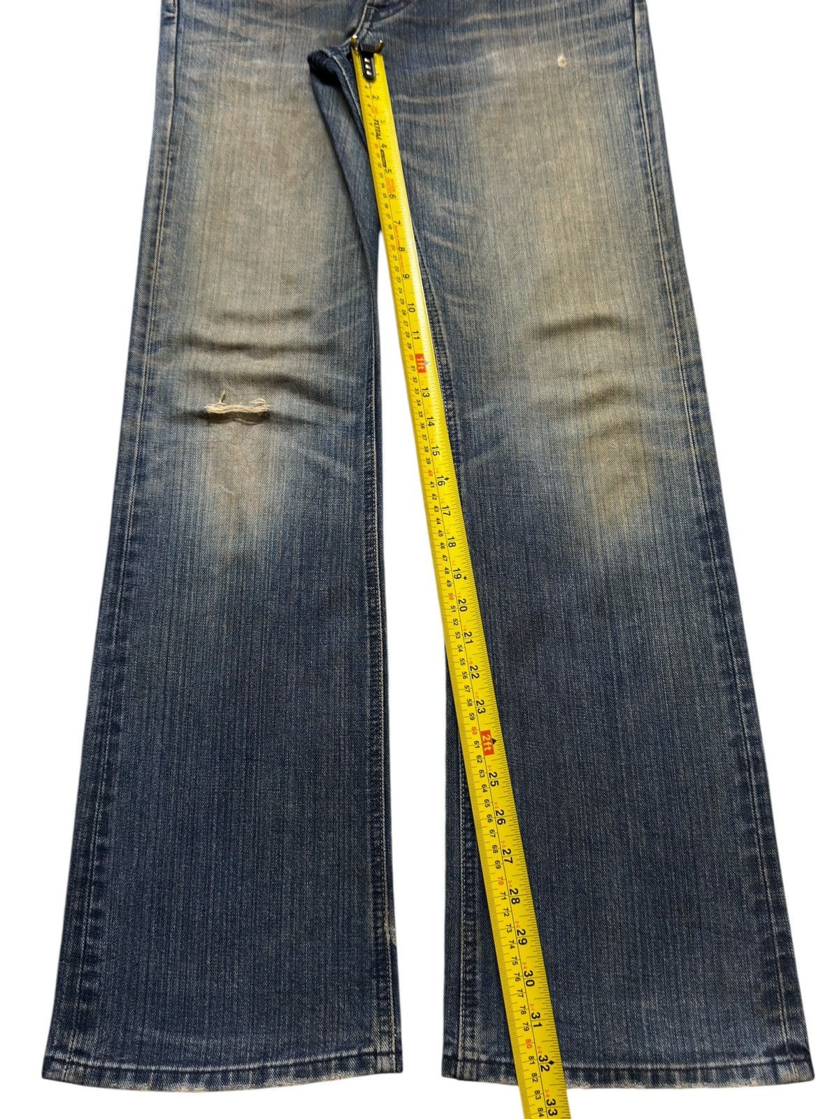 Lee Vintage 90s Lee Mud Wash Faded Whisker Wide Leg Flare Jeans Size US 32 / EU 48 - 12 Thumbnail