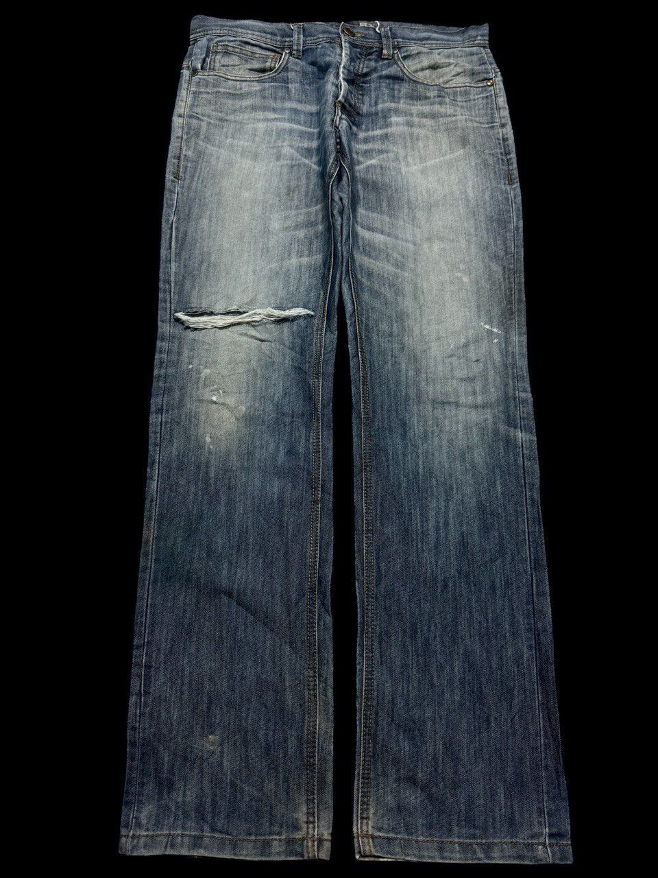 THRASHED Japanese Jules Denim Regular Faded Distress Ripped