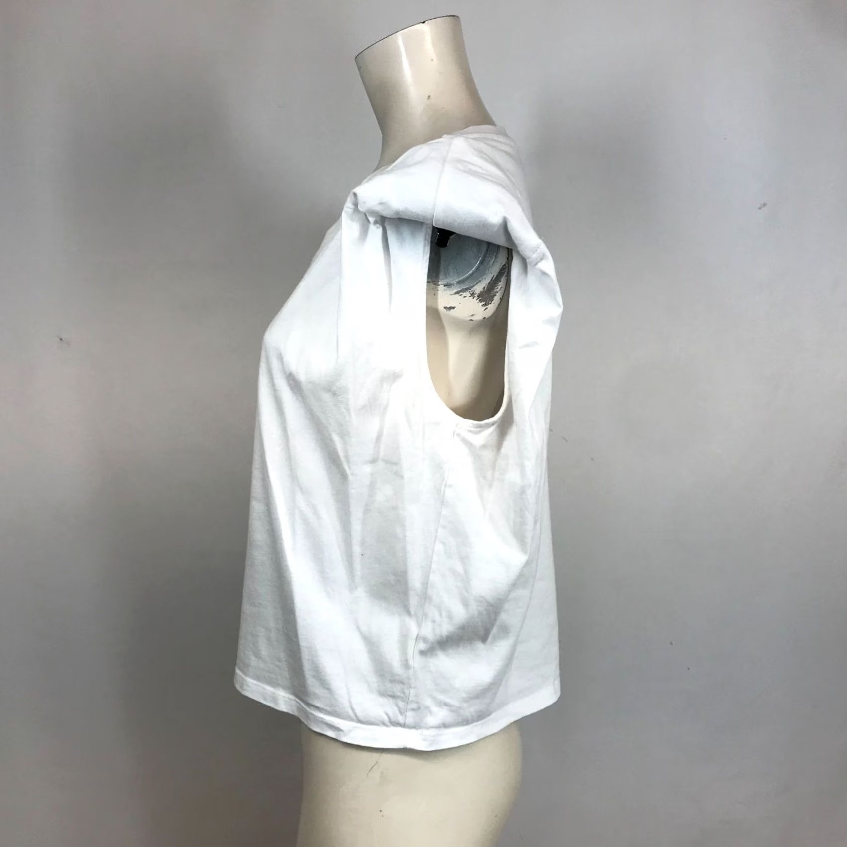 Vintage BABATON Shirt Womens XS White Short Sleeve Padded Shoulder V Neck Cotton Size XS / US 0-2 / IT 36-38 - 6 Thumbnail