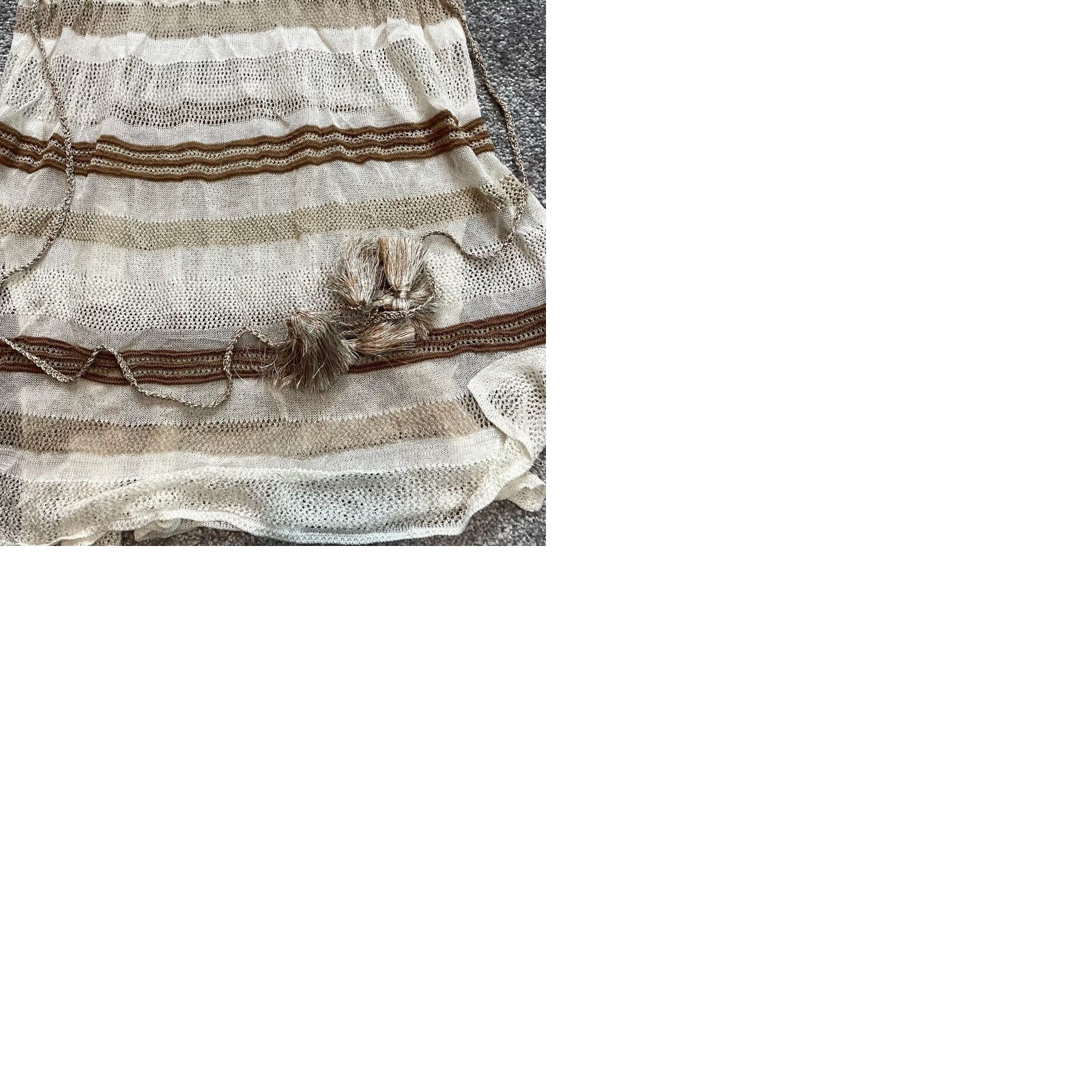 Vintage Chico's Fit and Flare Sweater Dress womens Dress S Beige Striped V-Neck Sleeveless Knitted Beaded Midi New with Tags Size S / US 4 / IT 40 - 9 Thumbnail