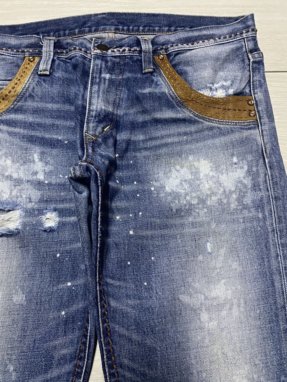 Japanese Brand Japanese Brand RnaSlang Bleach Splatter Slim Fit Jeans Size US 33 - 9 Thumbnail