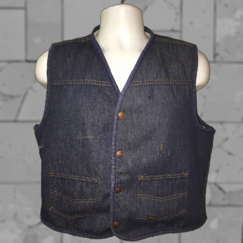 Sears VINTAGE Sears Roebucks Mens Sherpa Lined Button Front Vest Blue Large Size US L / EU 52-54 / 3 - 1 Thumbnail