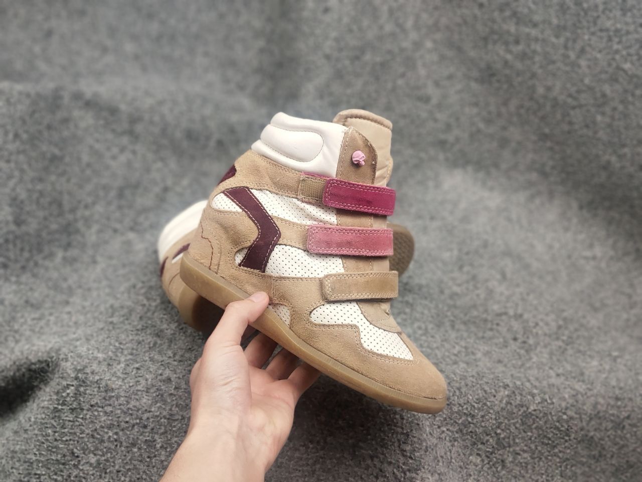 If Six Was Nine Vintage isabel marant Style wedge sneakers suede Velcro Y2K Size US 8 / IT 38 - 18 Thumbnail