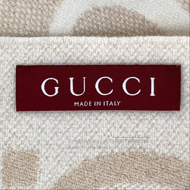Gucci Gucci Oatmeal logo jacquard full print cashmere tassel sca Size ONE SIZE - 4 Thumbnail