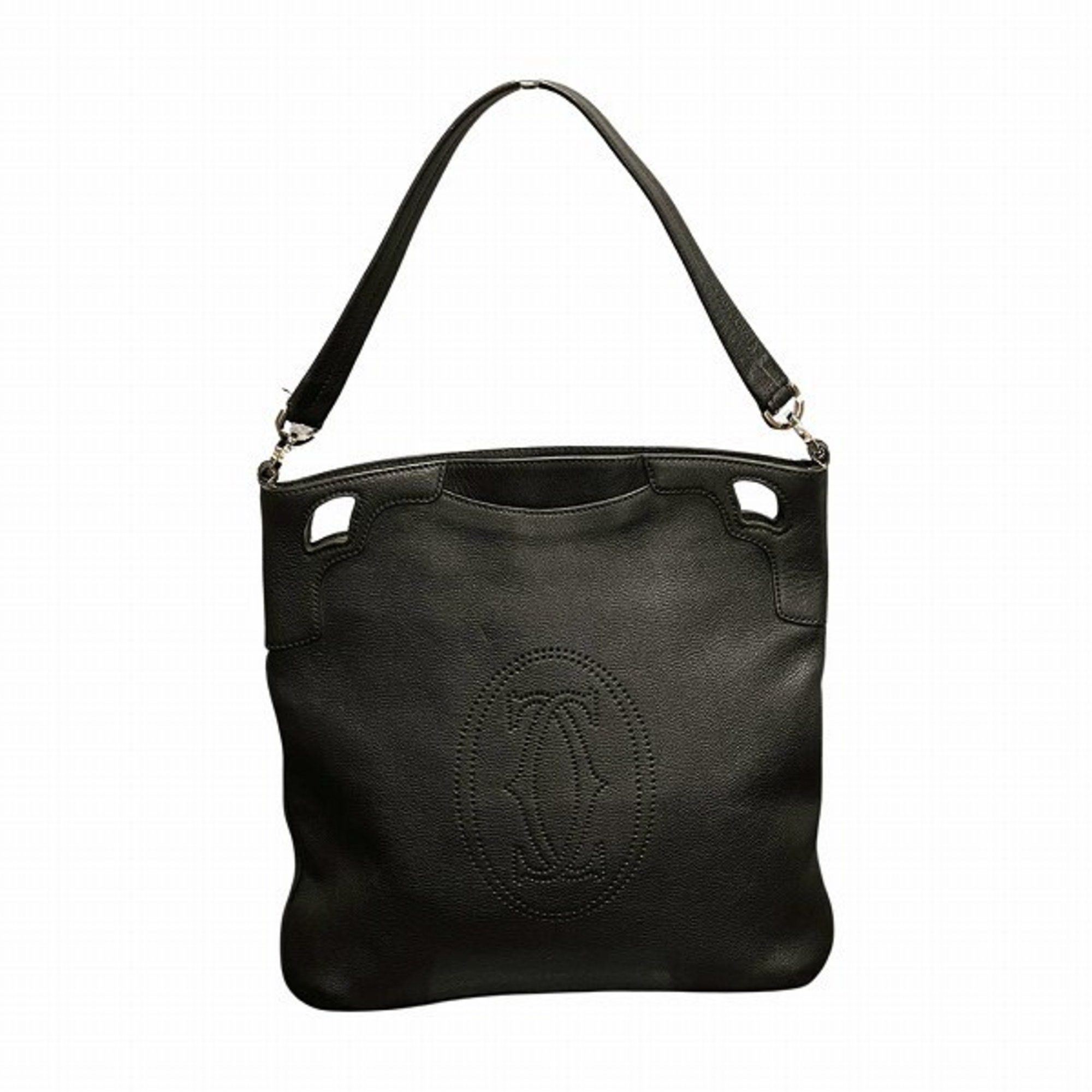 image of Cartier Must Line Marcello Leather Bag Shoulder Tote Men Women in Black