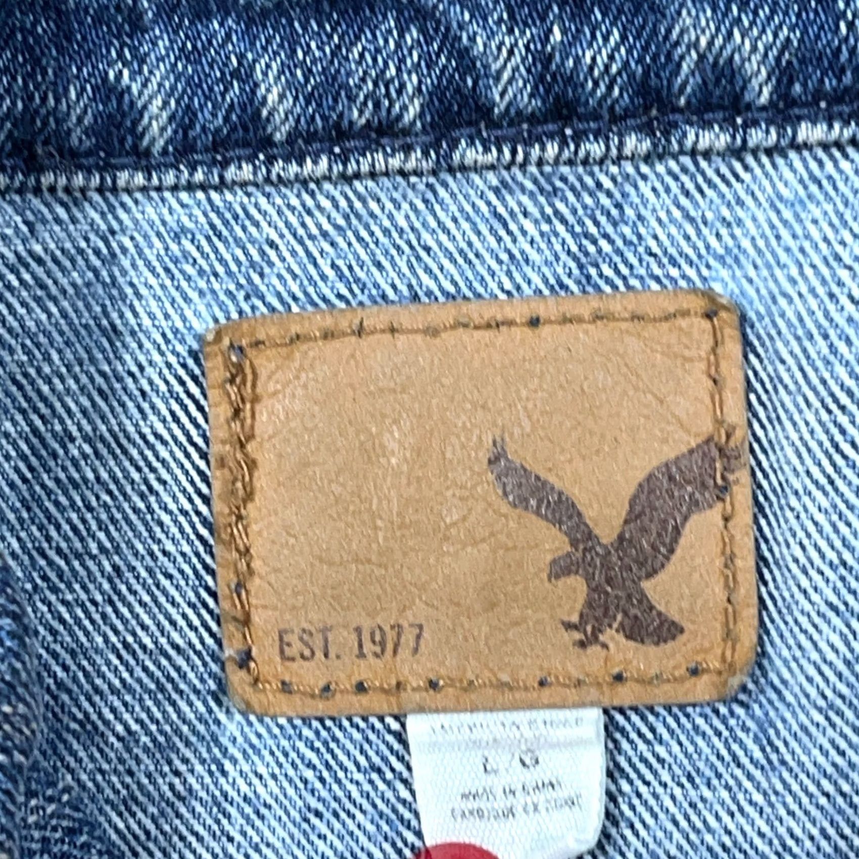 American Eagle Outfitters American Eagle Outfitters Denim Jacket Women L Blue Cropped VTG Y2K 80s 90s Biker Jeans Power Casual Shirt/Outerwear Size 36" / US 14 / IT 50 - 3 Thumbnail