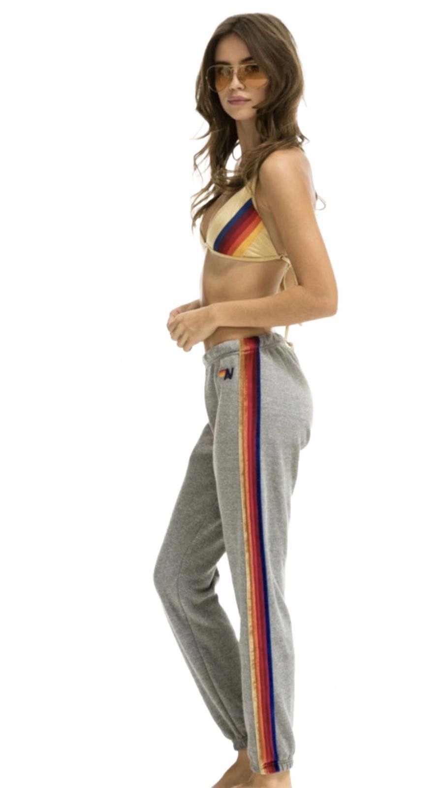 Aviator Nation Aviator Nation Classic Velvet Stripe Joggers Charcoal Large Size ONE SIZE - 1 Thumbnail