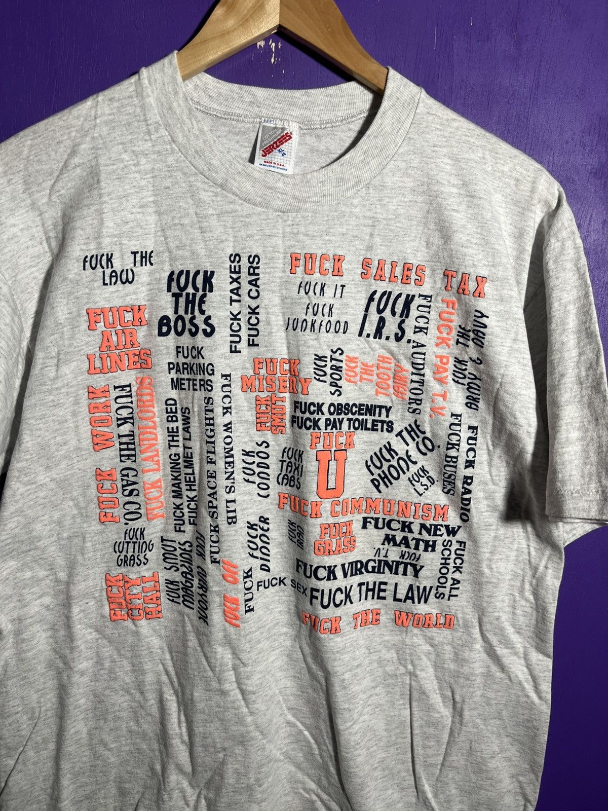 Vintage Vintage 90s Fuck everything text t-shirt Size US XL / EU 56 / 4 - 3 Thumbnail