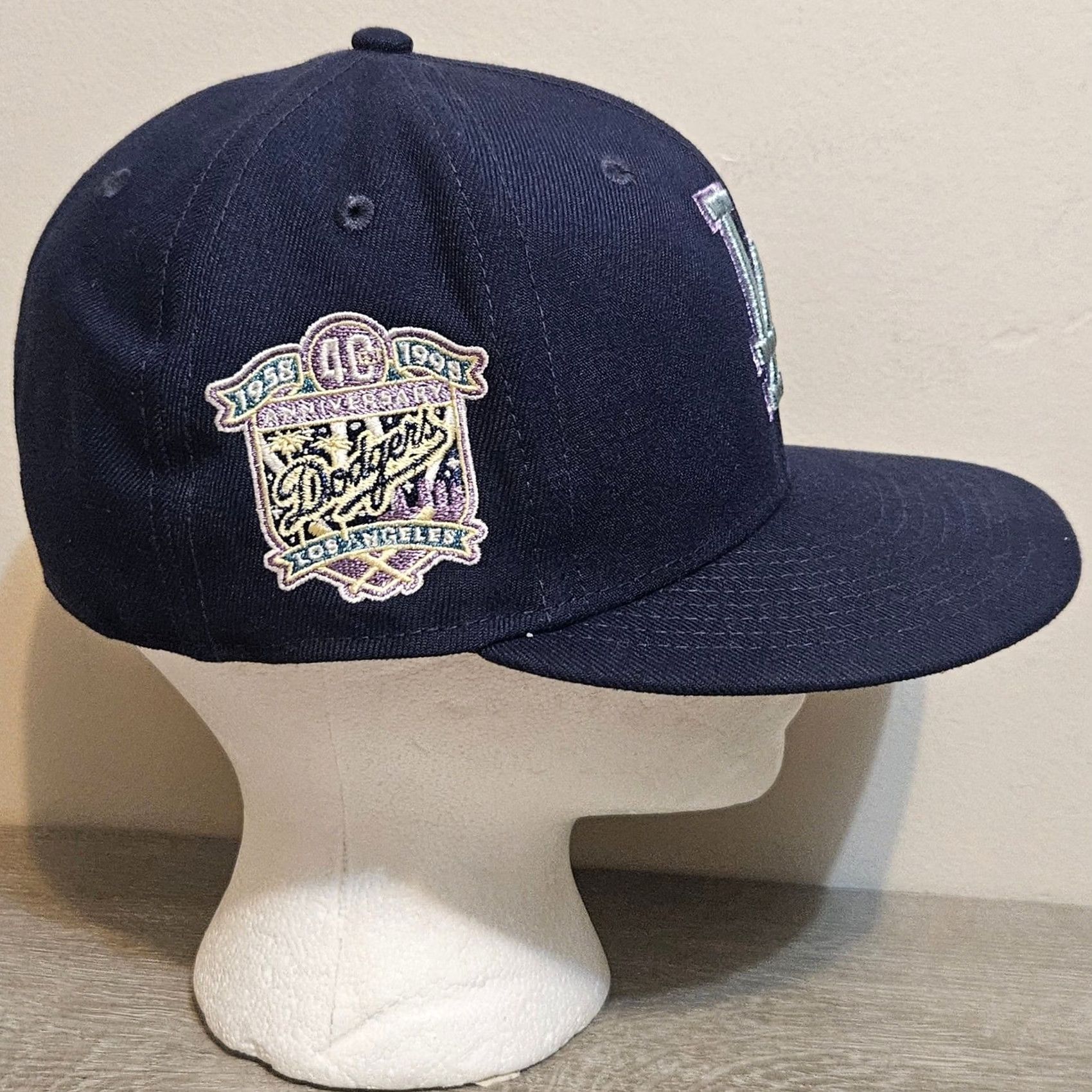 New Era New Era Los Angeles Dodgers Stadium Patch Hat Size 7 Navy Blue Mens 40th Anniversary Size ONE SIZE - 2 Thumbnail