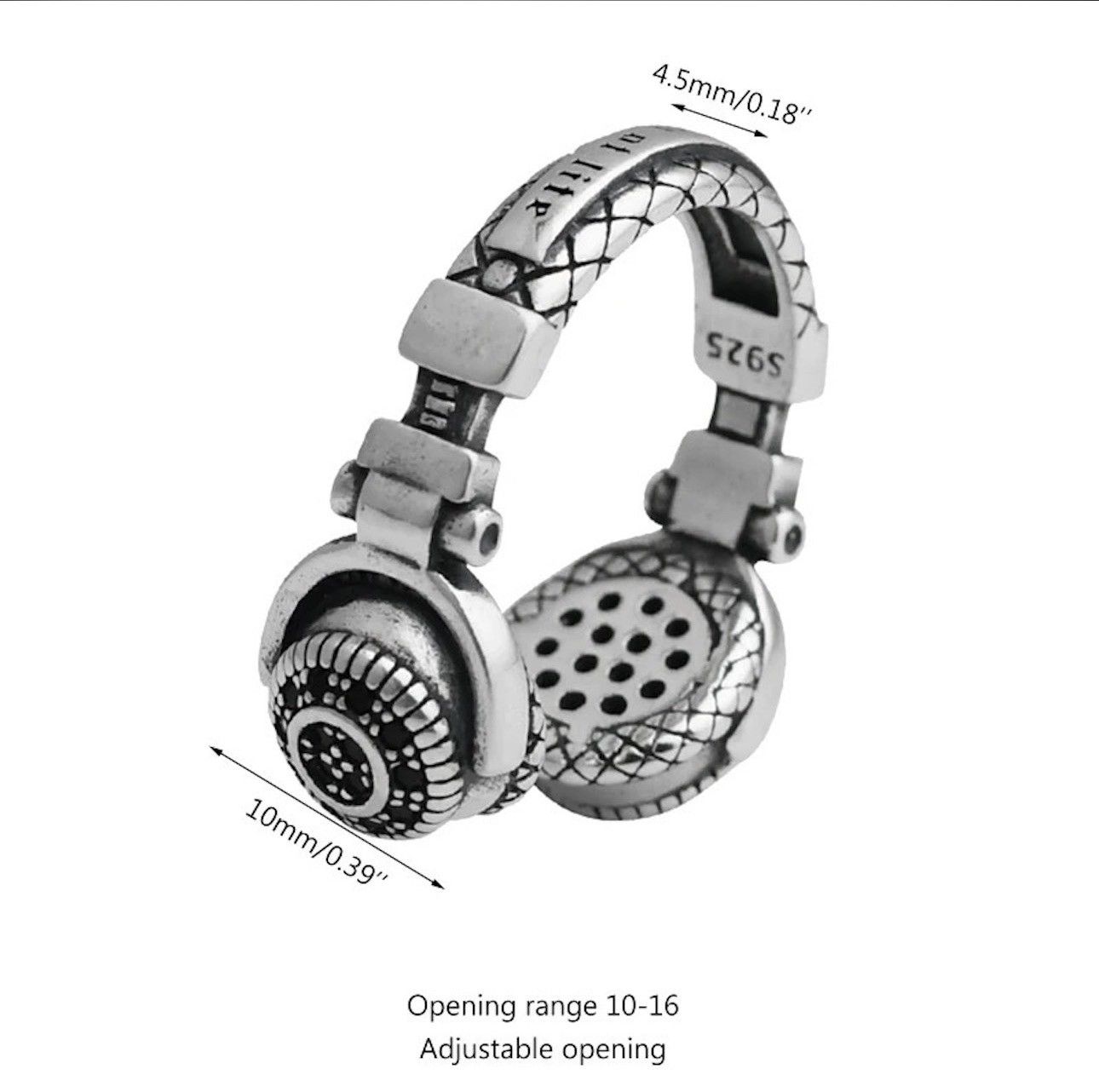 Jewelry × Vintage Retro Headphones Ring Skater Rap Size ONE SIZE - 4 Thumbnail