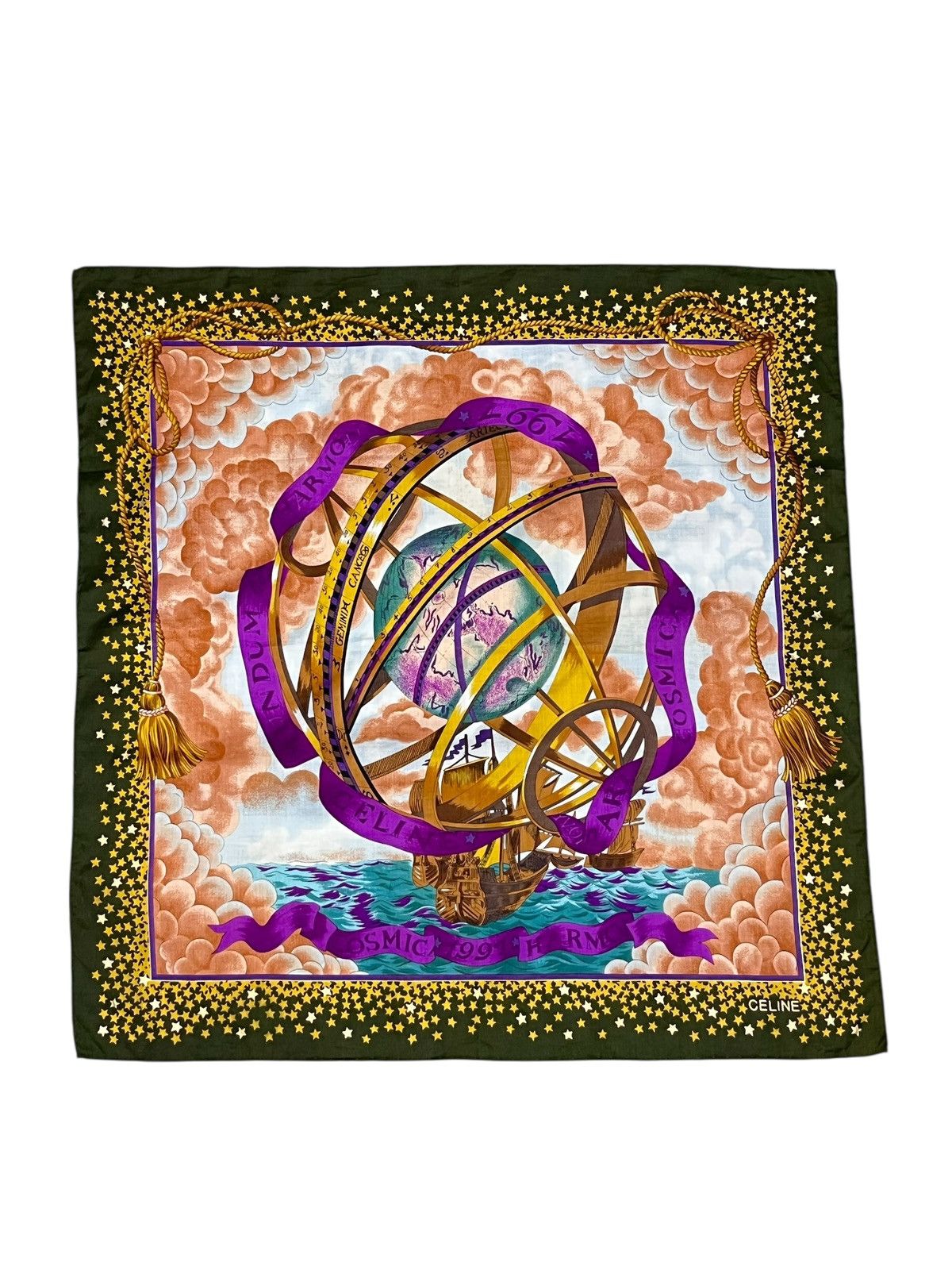 Celine Ultra Rare Vintage CELINE Cosmic Globe Bandana Pocketsquare Size ONE SIZE - 3 Thumbnail