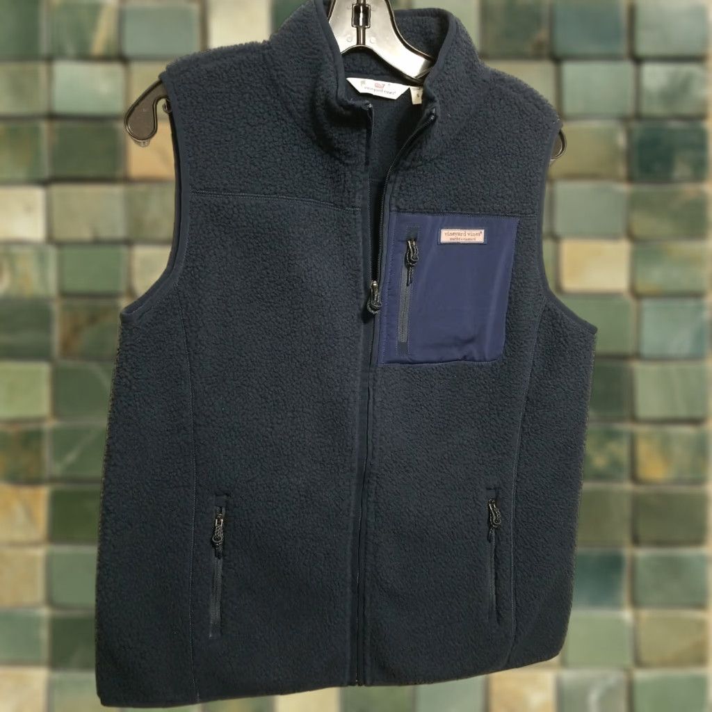 Vineyard Vines Vineyard Vines Women's Vest Sherpa Full Zip Blue S Size Small Fashion Knits Deadstock Vintage? Size S / US 4 / IT 40 - 1 Thumbnail