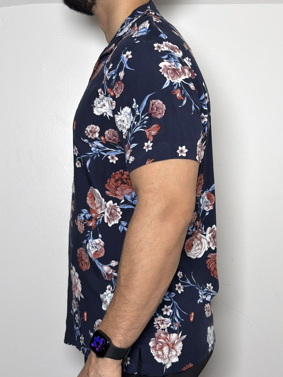 Denim & Flower Denim & Flower Ricky Singh Navy Floral Short Sleeve Shirt Size US L / EU 52-54 / 3 - 1 Thumbnail