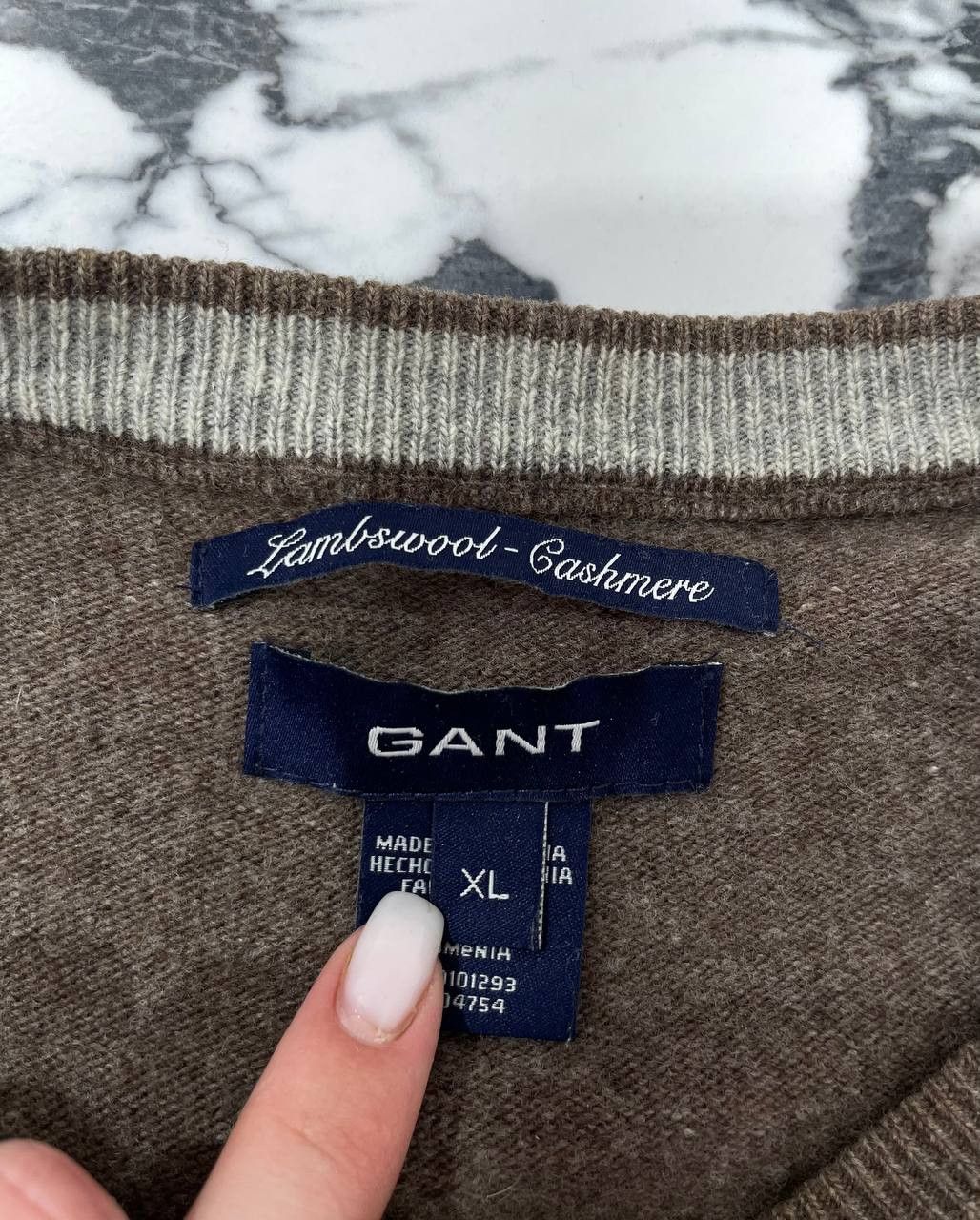 Gant GANT Men's sweater sheep wool, cashmere, size XL Brown Size US XL / EU 56 / 4 - 8 Thumbnail