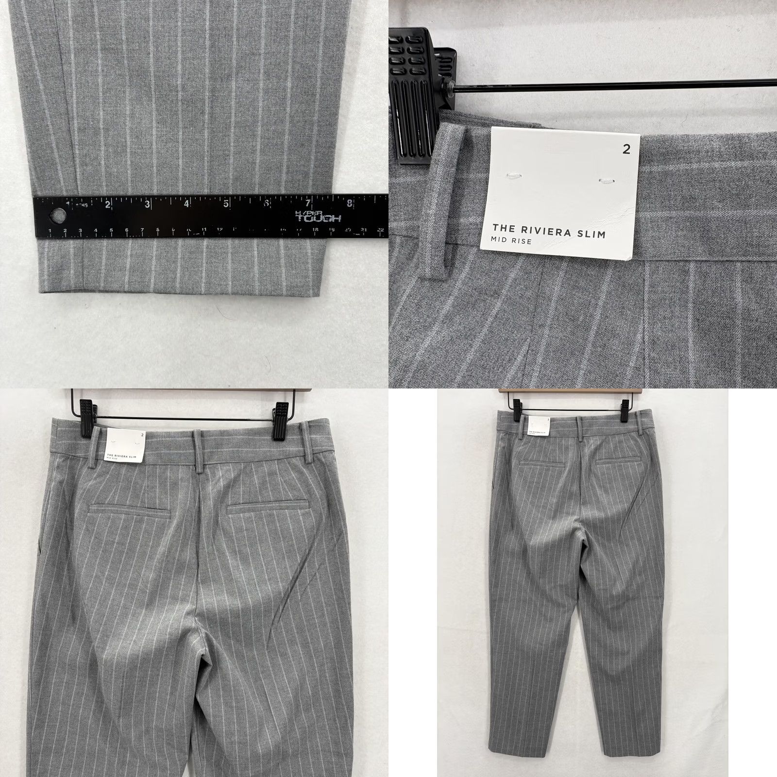 Loft LOFT Riviera Slim Dress Pants Womens 2 Gray Pinstripe Mid Rise Tapered NWT Pants Size 26" / US 2 / IT 38 - 9 Thumbnail
