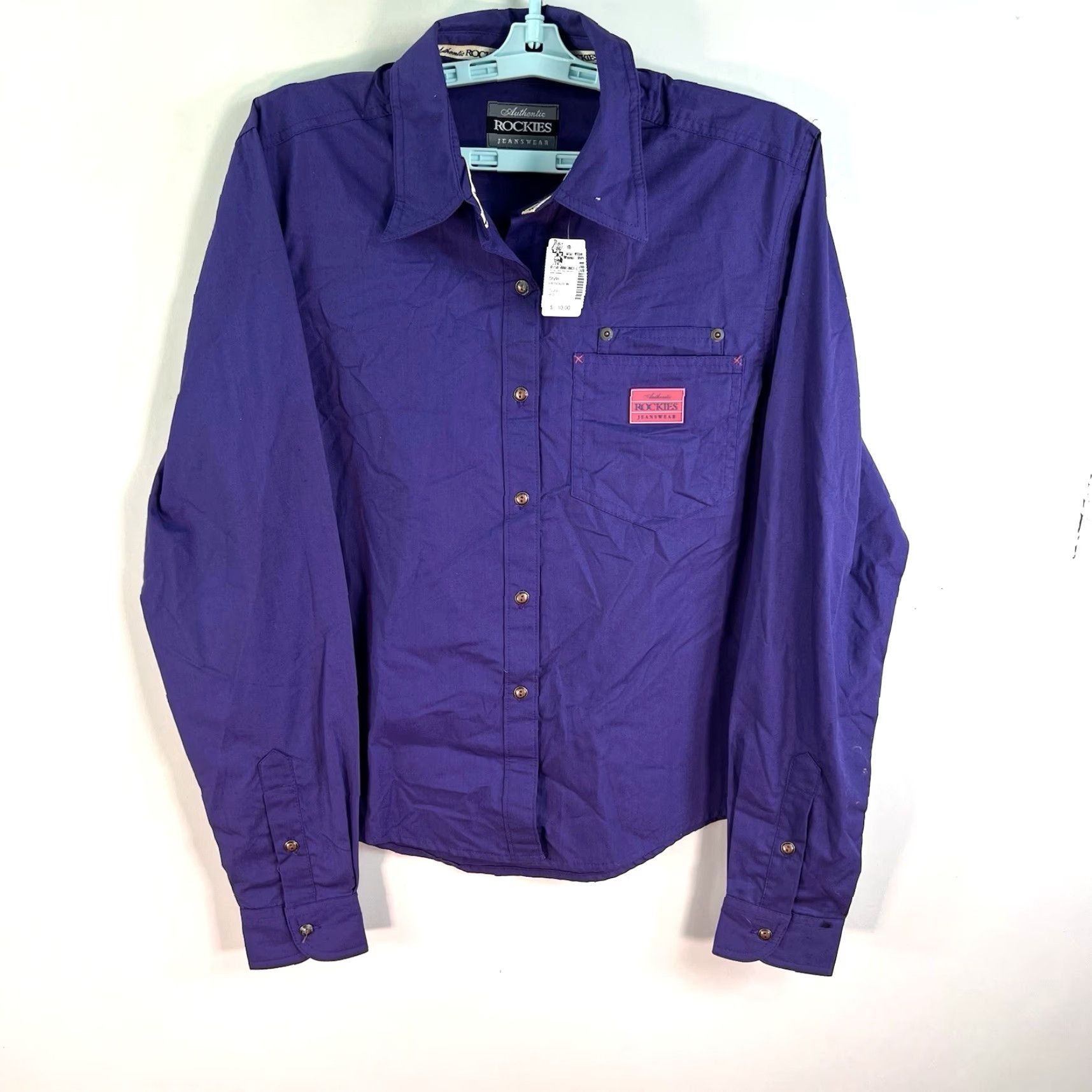Vintage VINTAGE Rockies Western Shirt Women's Size M Purple Casual Western Style Embroidered Long Sleeve US 90s Womens Size M / US 6-8 / IT 42-44 - 5 Thumbnail