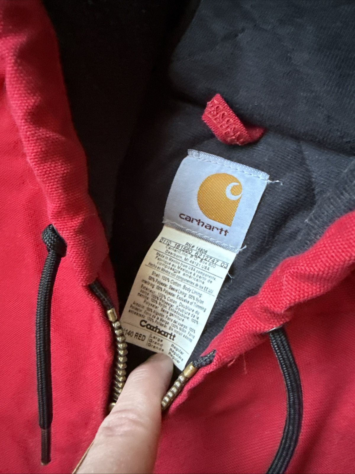 Carhartt Vintage 90s Carhartt J140 Red Hooded Work Jacket Size US L / EU 52-54 / 3 - 2 Thumbnail