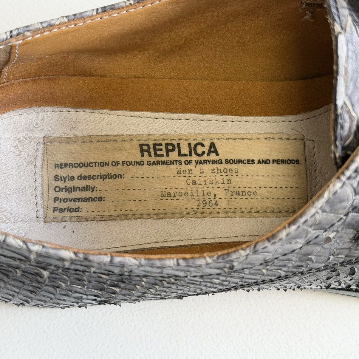 Maison Margiela Gray Snakeskin Lace Up Leather Shoes Size US 7 / IT 37 - 14 Thumbnail