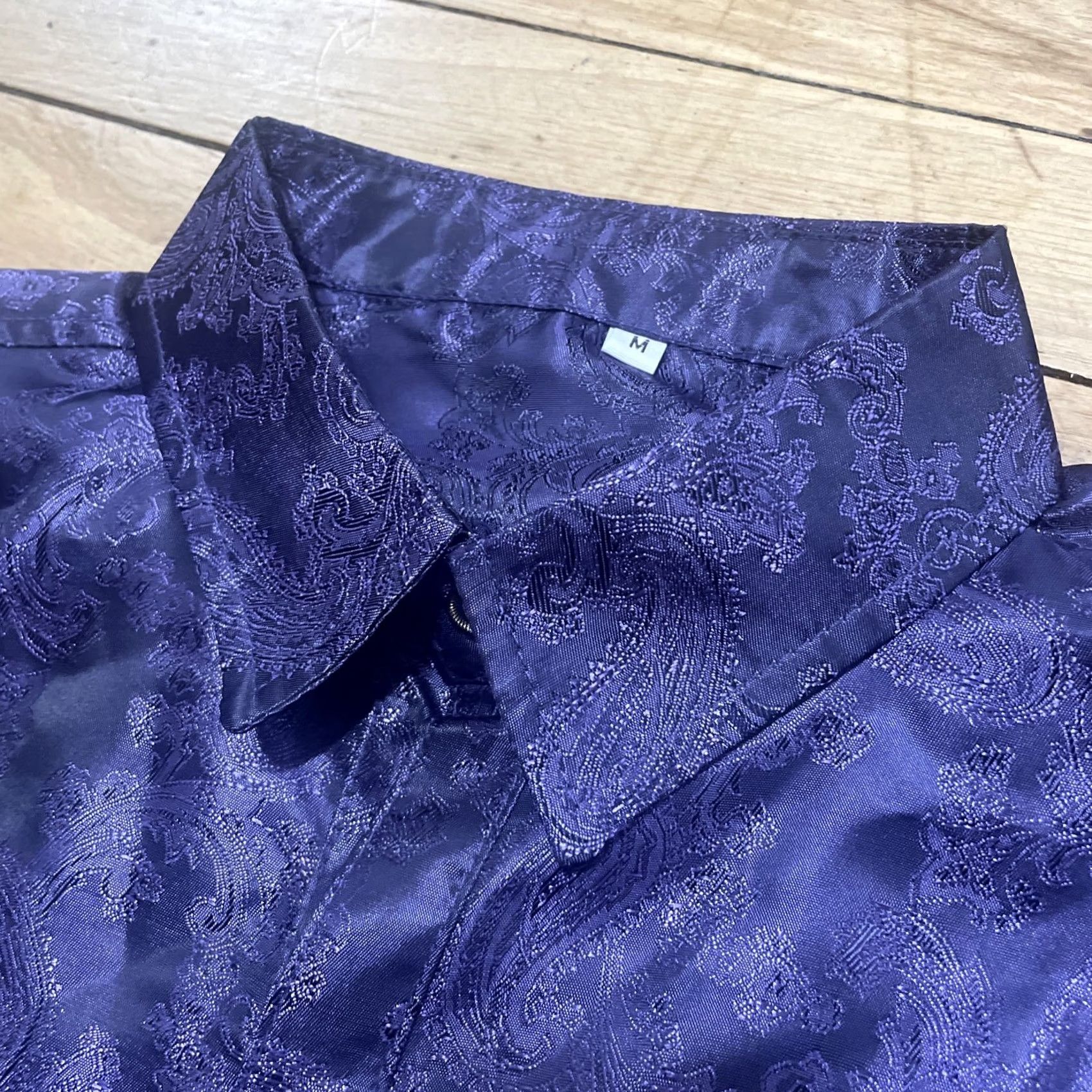 Vintage VINTAGE Royal Purple Brocade Baroque Button Shirt Adult M Jewel Tone 1970s Disco Club Mens Size US M / EU 48-50 / 2 - 2 Thumbnail