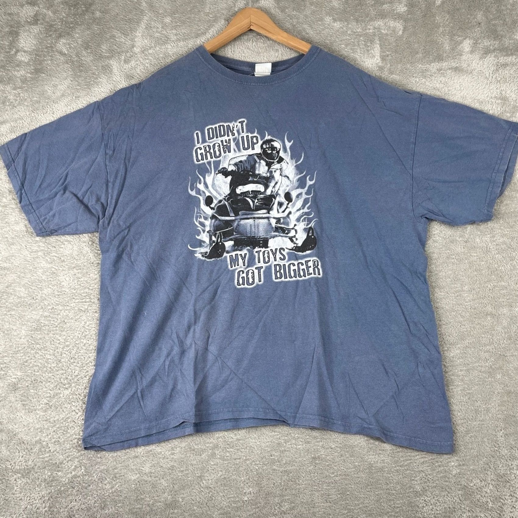 Vintage VINTAGE Blue Y2K Snowmobile Shirt Mens 2XL Grunge Graphic Tee My Toys Got Bigger Funny Size US XXL / EU 58 / 5 - 2 Thumbnail