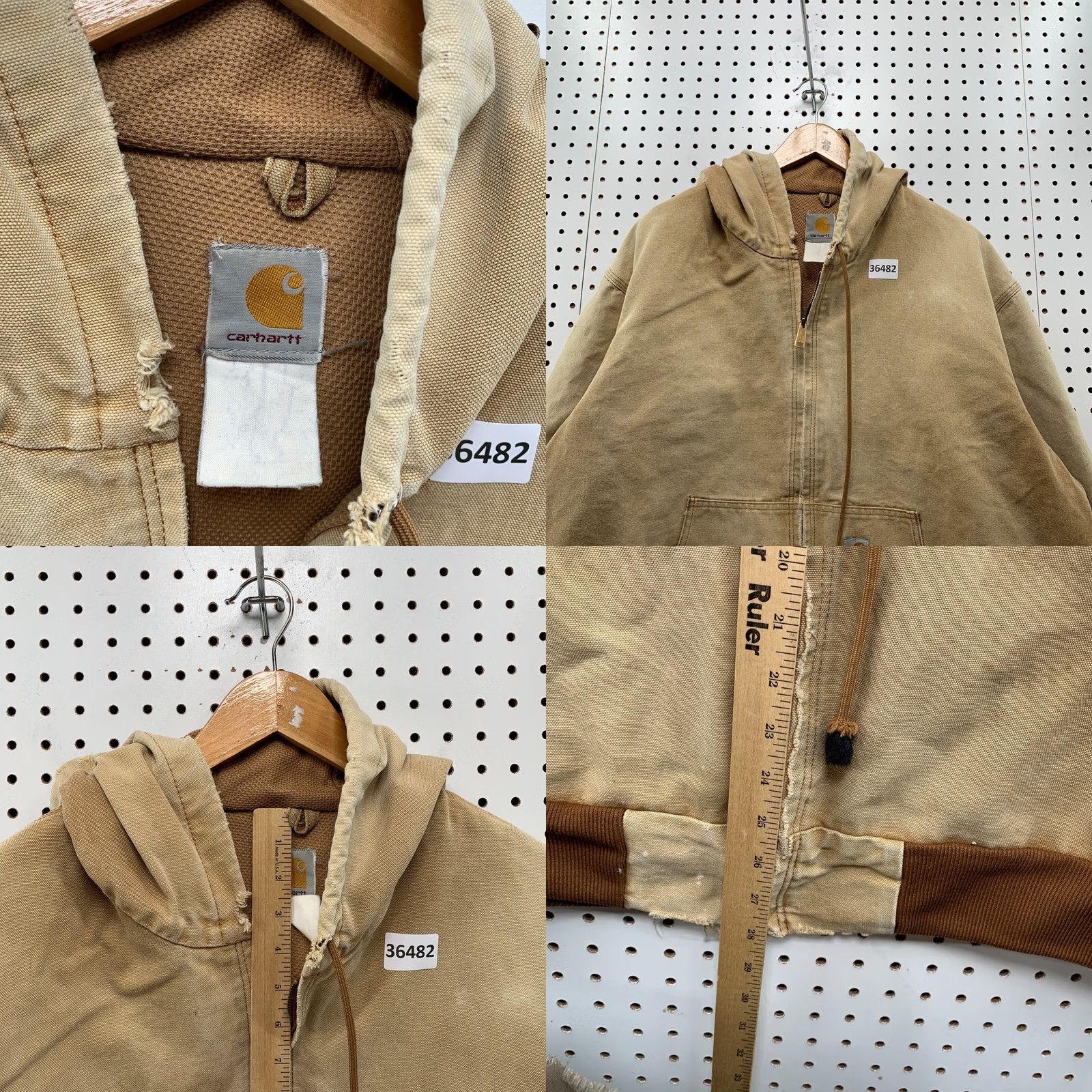 Carhartt VINTAGE Carhartt Hoodie Mens 2XL Brown Canvas Jacket Men Thermal Lined Faded 29x28 Size US XXL / EU 58 / 5 - 8 Thumbnail