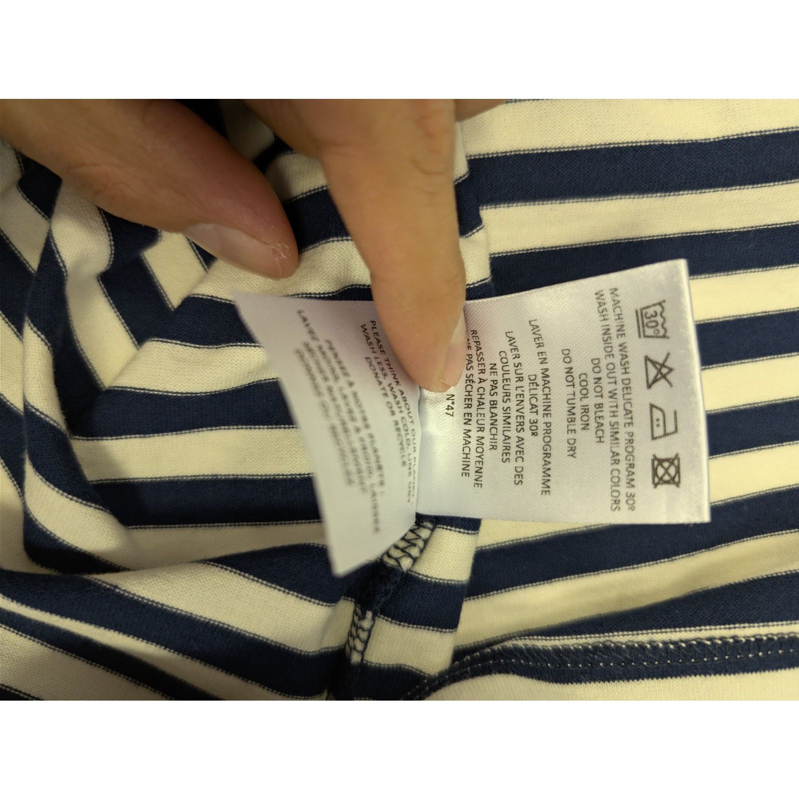 Officine Generale o1rshd1 Short Sleeve Tee T-Shirt Stripe in Navy/White Size US XL / EU 56 / 4 - 18 Thumbnail
