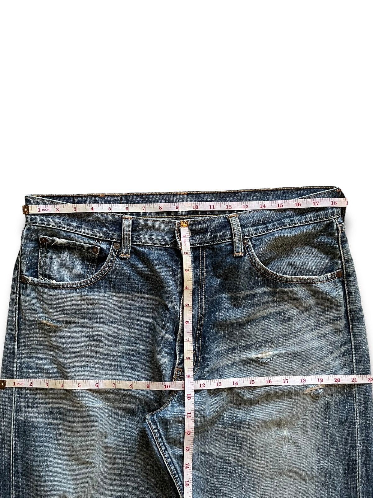 Levi's Vintage 90s Levis 703 Blue Wash Distressed Baggy Jeans 37x32 Size US 37 - 10 Thumbnail