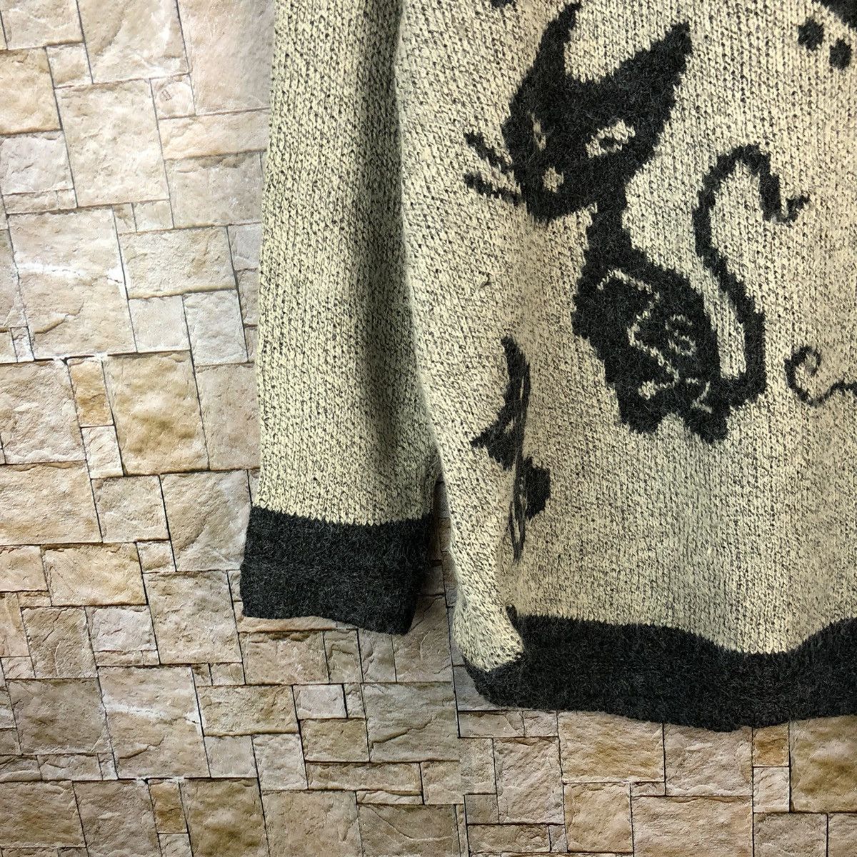 Homespun Knitwear × Japanese Brand Casalinga cat design Grey Knitwear #A1221 Size L / US 10 / IT 46 - 7 Thumbnail