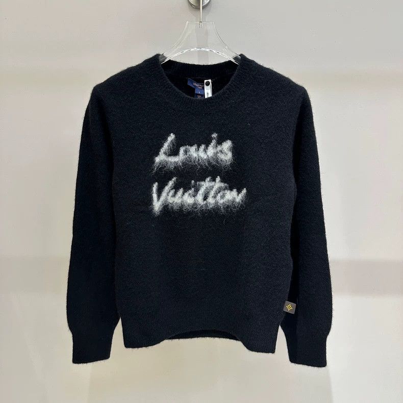 Louis Vuitton Louis Vuitton 25 black logo intarsia wool crewneck long-sl Size US L / EU 52-54 / 3 - 1 Thumbnail