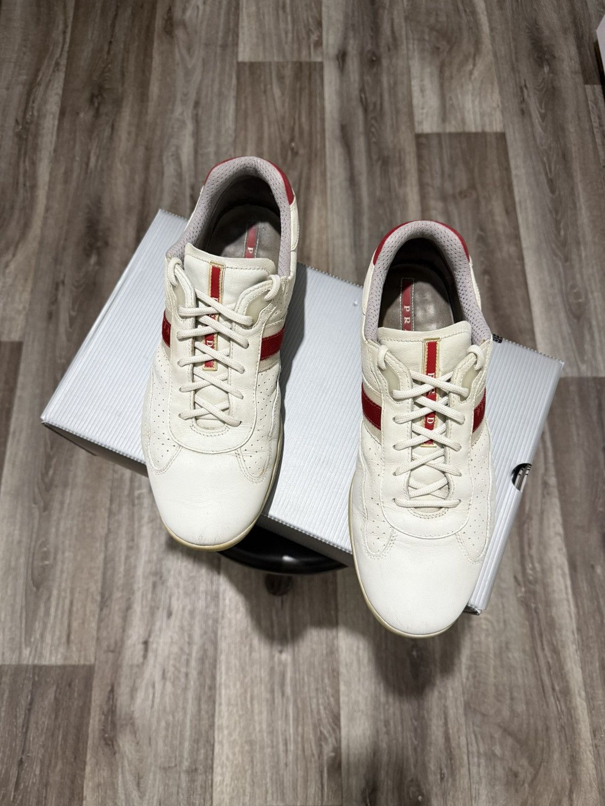 Prada PRADA AMERICAS CUP LEATHER SNEAKERS MEN’S SHOES WHITE 4E1298 Size US 9 / EU 42 - 3 Thumbnail