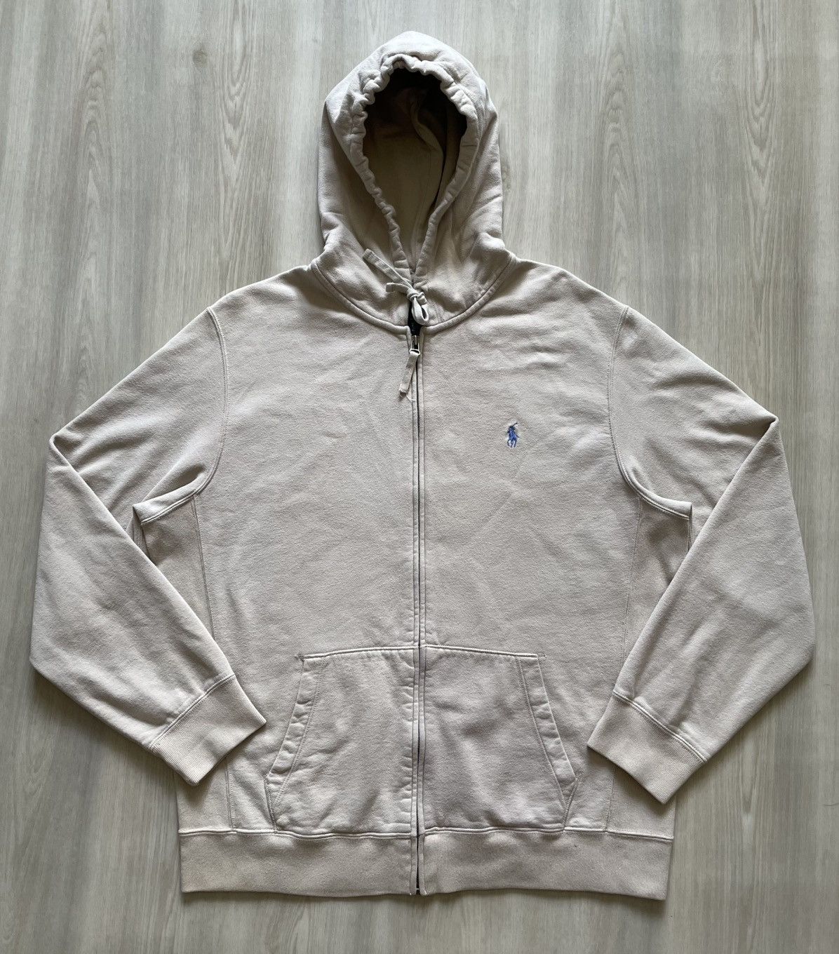 Polo Ralph Lauren VTG Polo Ralph Lauren Hoodie Light Brown Beige Zip Up Sz L Size US L / EU 52-54 / 3 - 1 Thumbnail