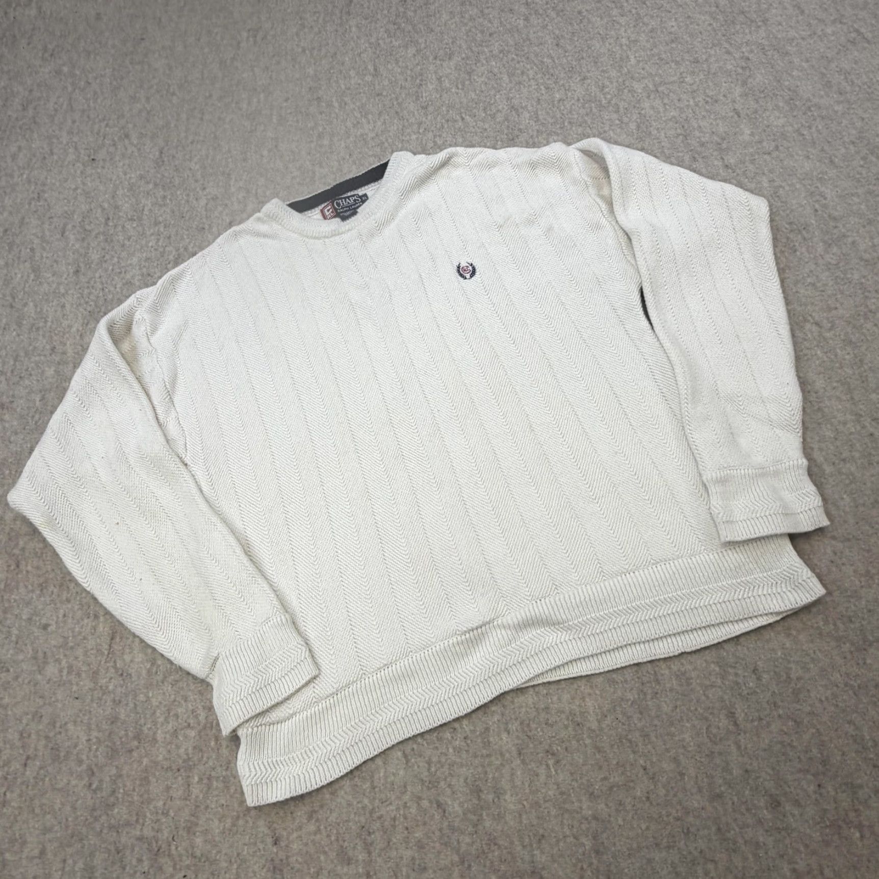 Chaps VINTAGE Chaps Ralph Lauren Sweater Mens XL White Cotton Knit Crest USA 90s Size US XL / EU 56 / 4 - 2 Thumbnail