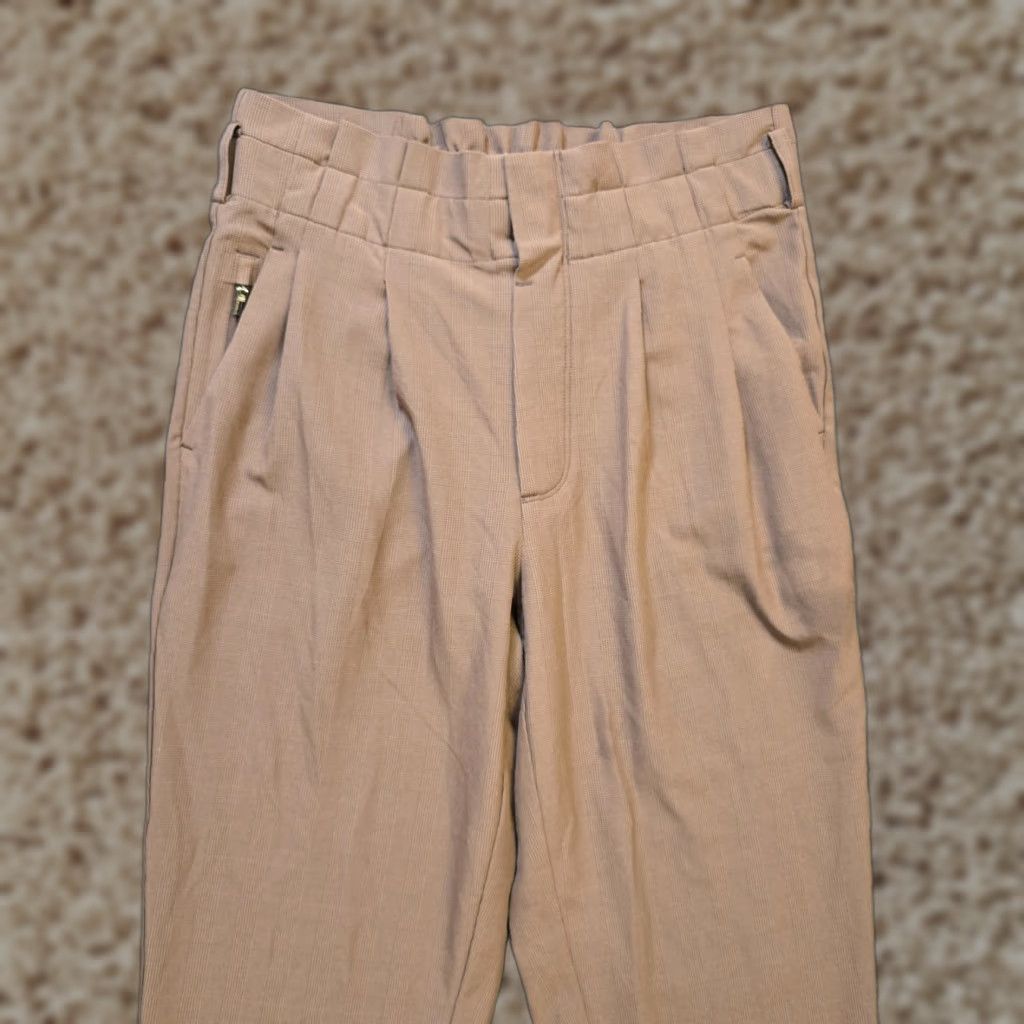 Vintage Ahtleta Pants Womens 0 Brown Skyline Plaid Pleated Taper Stretch Tapered Casual Jeans Pants Size 25" / US 0 / IT 36 - 1 Thumbnail